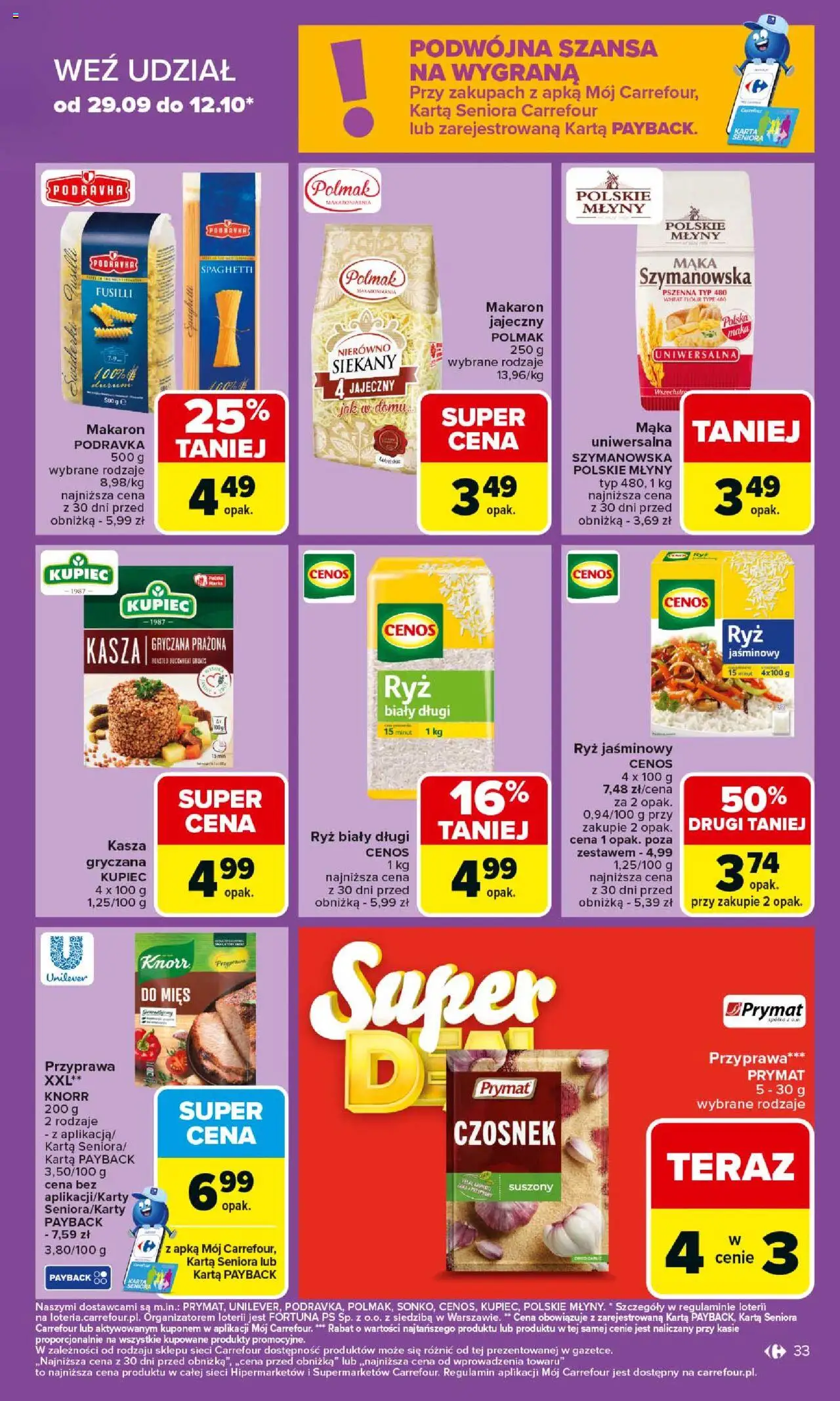 Carrefour Gazetka od 06.10.2025 | Strona: 33 | Produkty: Czosnek, Kasza, Kasza gryczana, Makaron