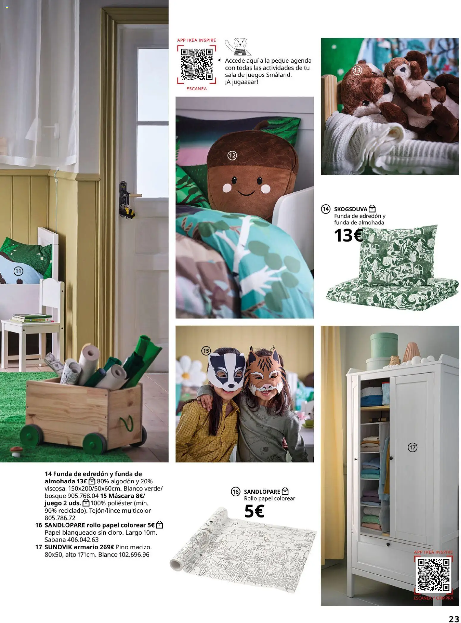 Catálogo IKEA  y los niños  │ válido desde el 06.03.2026 | Página: 23 | Productos: Edredón, Máscara, Almohada, Armario