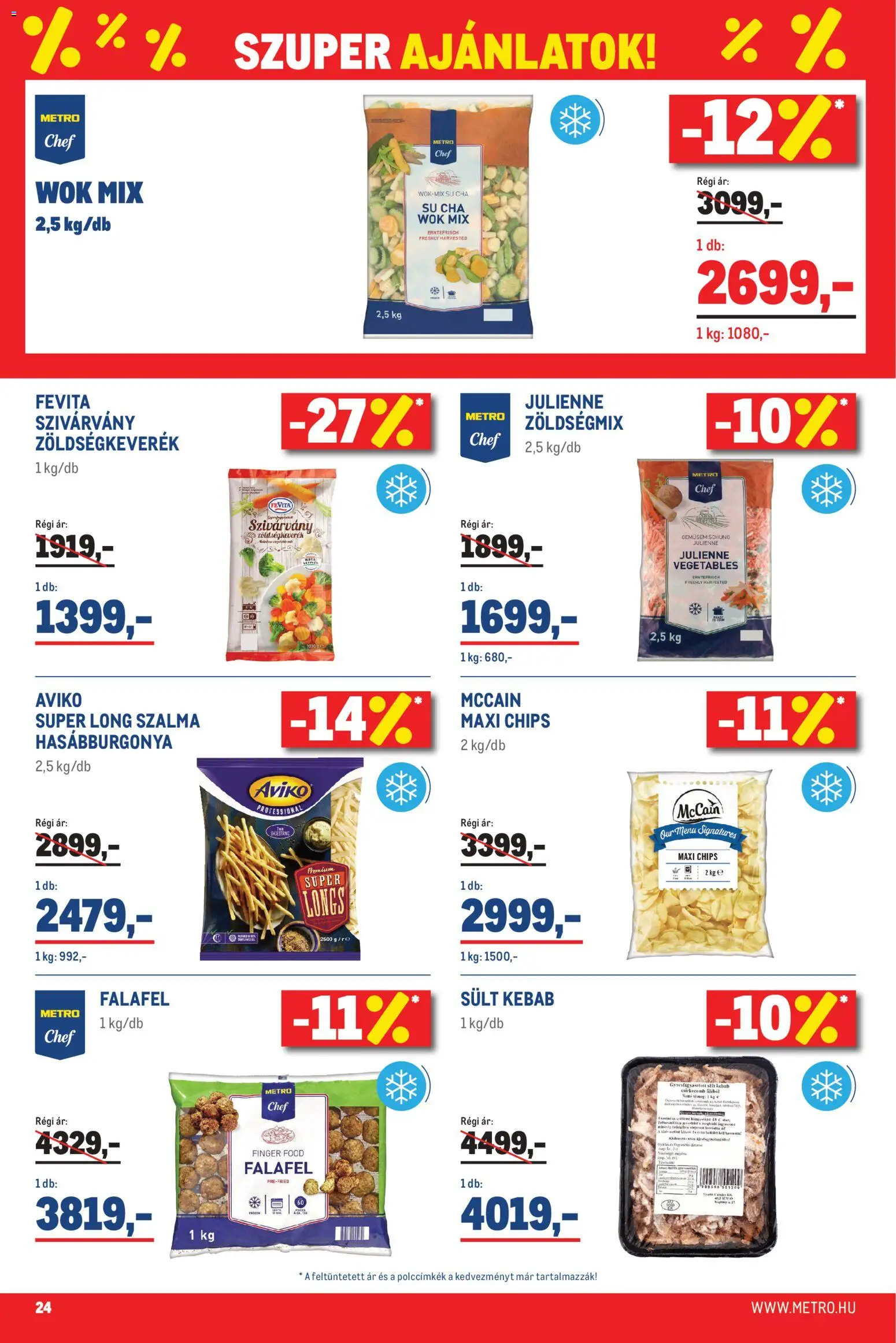 Metro akciós ujság - amely érvényes a következő dátumtól: 02.05.2026 | Oldal: 24 | Termékek: Chips, Zöldségkeverék, Hasábburgonya, Csirkecomb