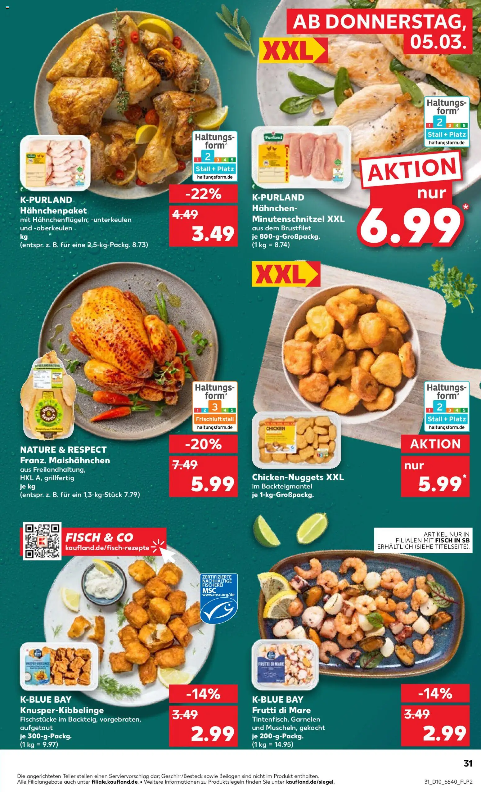 Kaufland Prospekt 	 – gültig ab 05.03.2026 | Seite: 31 | Produkte: Hahnchen, Garnelen, Fisch