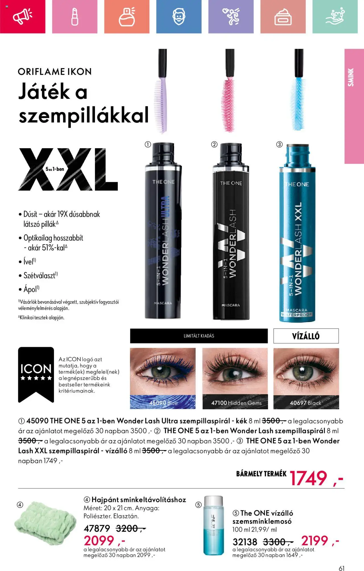 Oriflame akciós ujság - amely érvényes a következő dátumtól: 17.08.2025 | Oldal: 61 | Termékek: Szempillaspirál, Játék, Smink