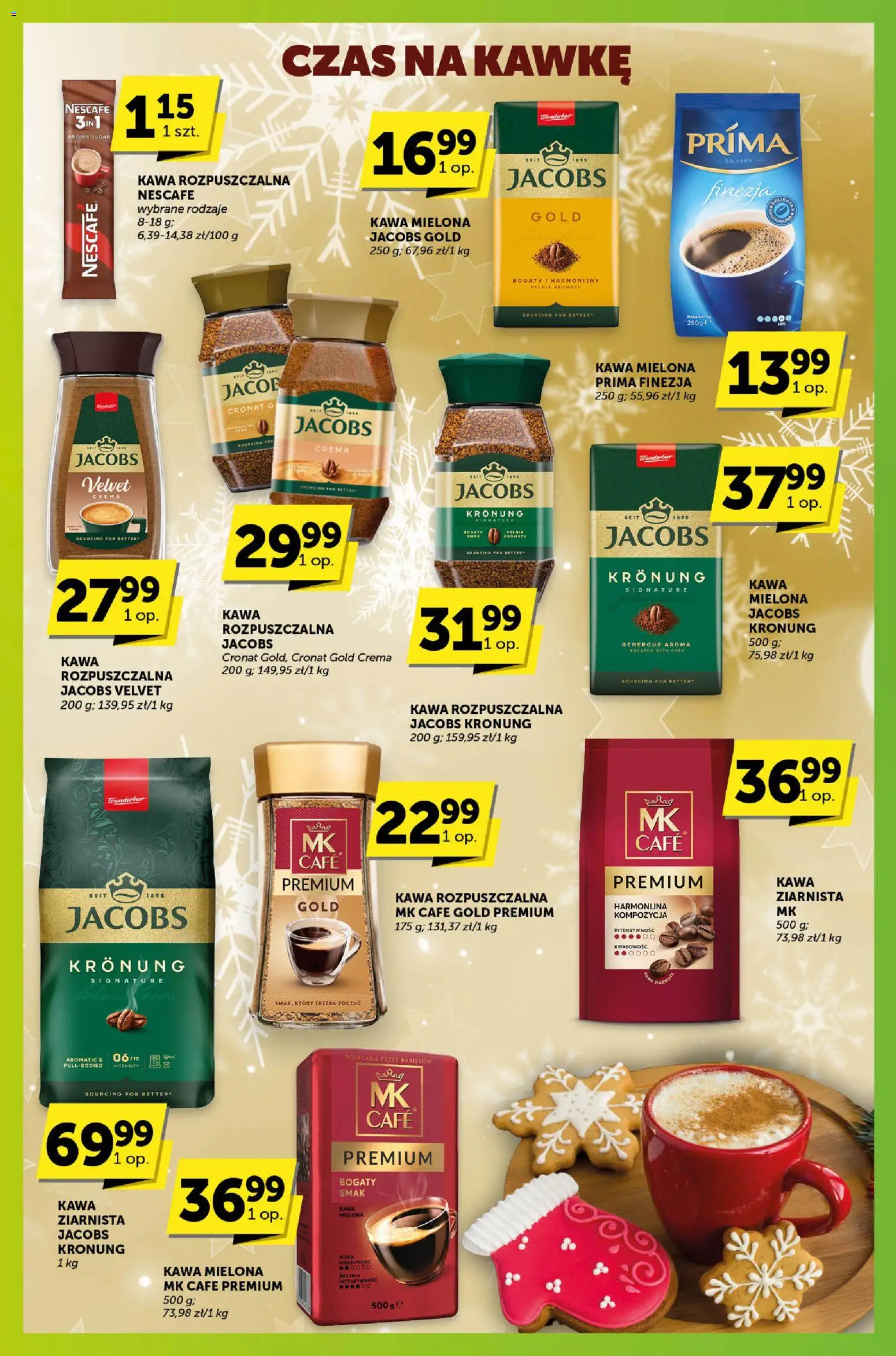 Groszek Gazetka - Sprawdź, co więcej od 11.12.2025 | Strona: 10 | Produkty: Nescafe, Kawa ziarnista, Kawa rozpuszczalna Jacobs Kronung, Kawa