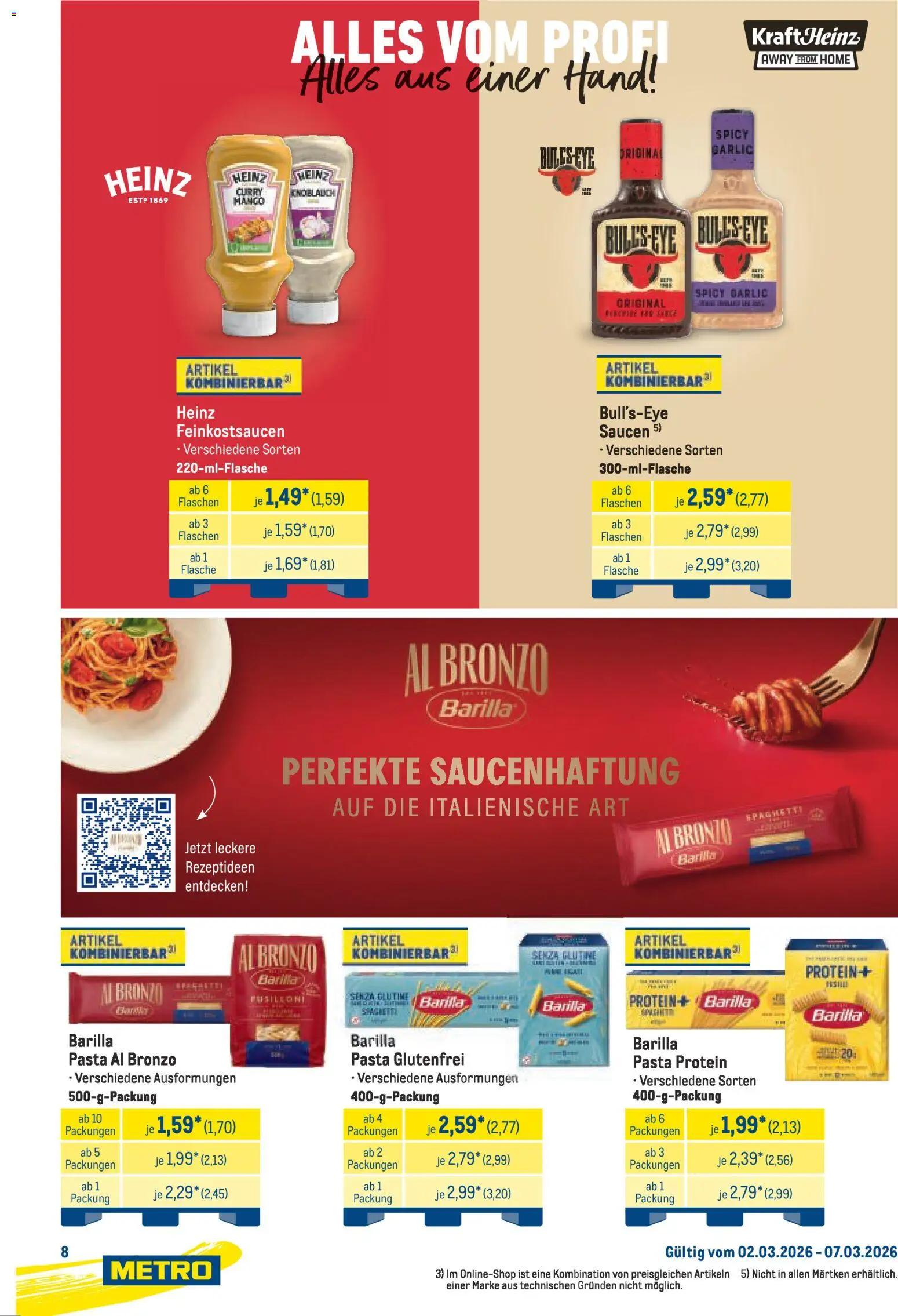 Metro Starke Marken – gültig ab 02.03.2026 | Seite: 8 | Produkte: Barilla, Mango, Knoblauch, Pasta
