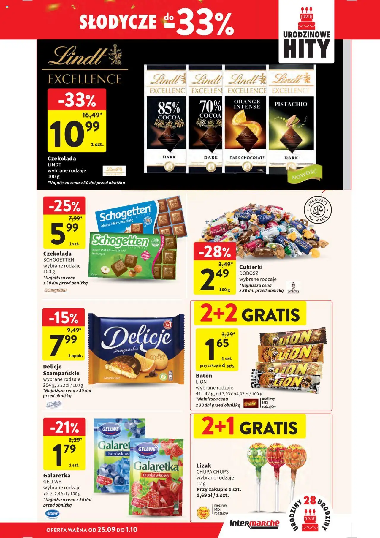 Intermarche Gazetka od 25.09.2025 | Strona: 33 | Produkty: Słodycze, Galaretka, Czekolada, Cukierki