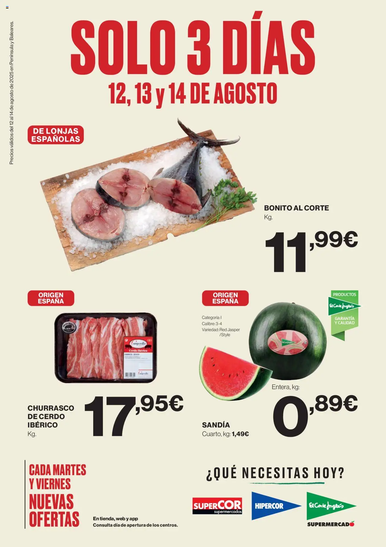 Hipercor catálogo │ válido desde el 12.08.2025 | Página: 1 | Productos: Cerdo, Sandía