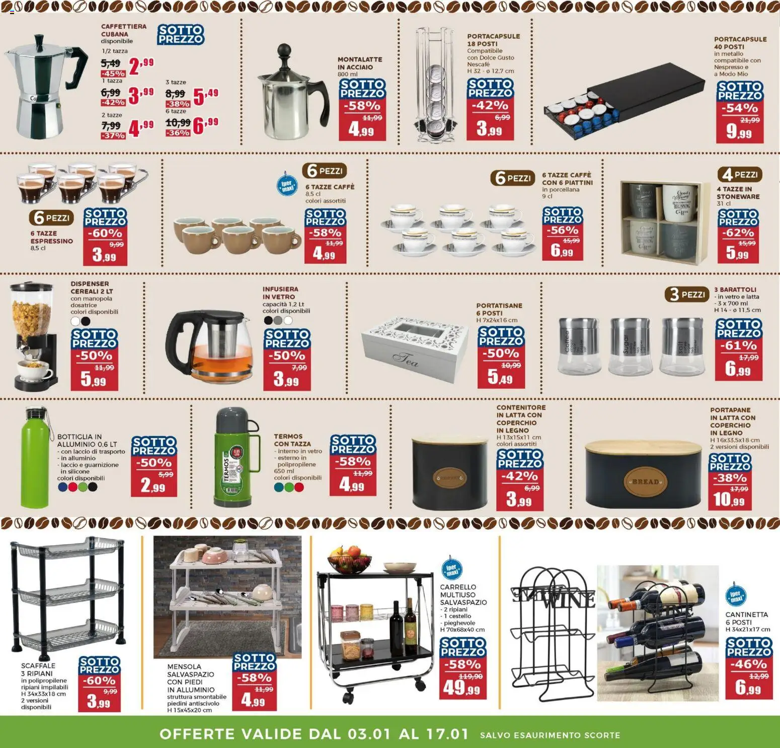 Volantino Happy Casa del 03.01.2026 | Pagina: 8 | Prodotti: Carrello, Alluminio, Barattoli, Portapane