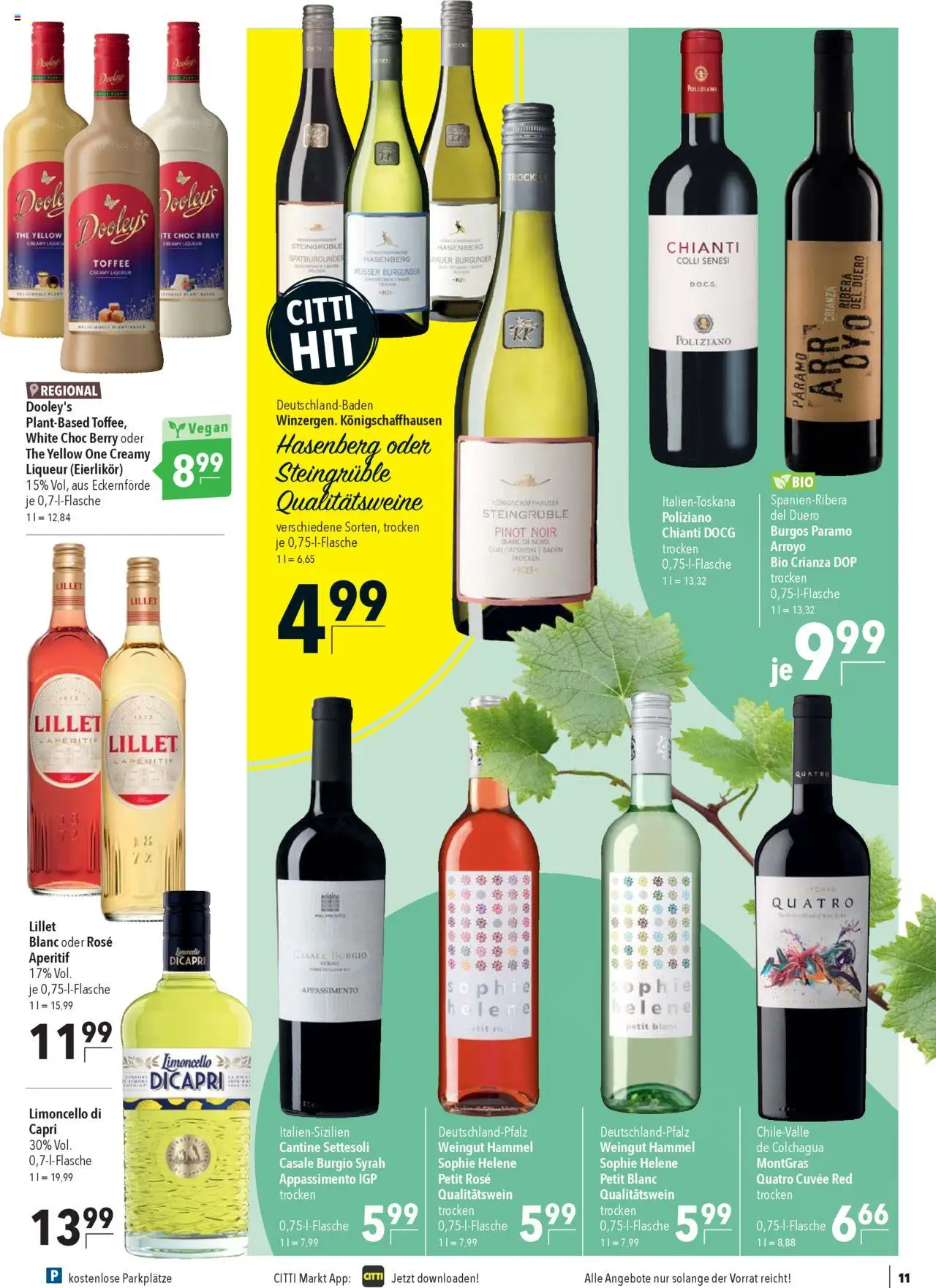 CITTI Markt Prospekt 	 – gültig ab 17.09.2025 | Seite: 11 | Produkte: Lillet, Limoncello