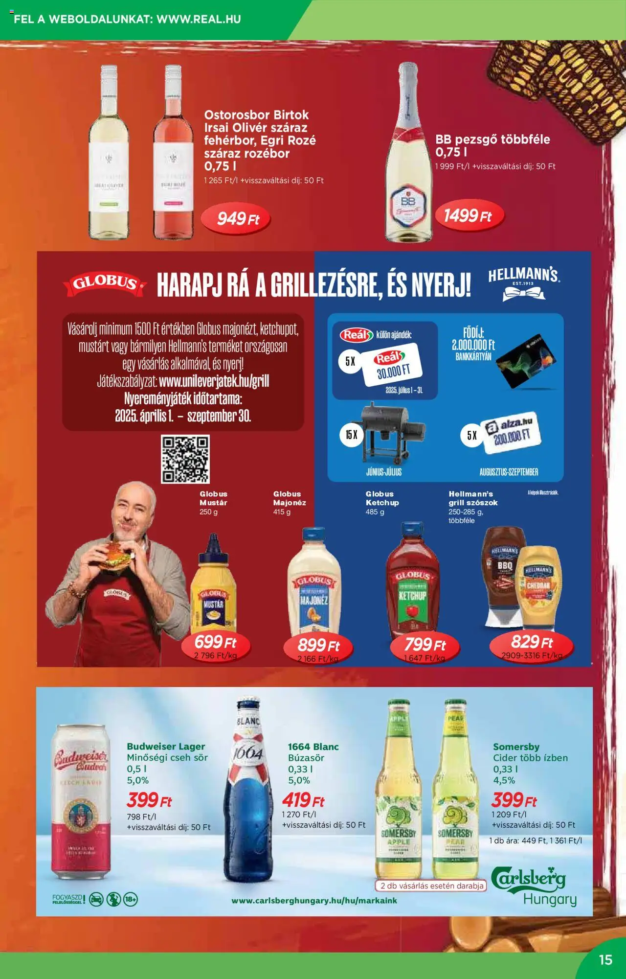 Reál akciós ujság - amely érvényes a következő dátumtól: 02.07.2025 | Oldal: 15 | Termékek: Búzasör, Grill, Sör, Cheddar