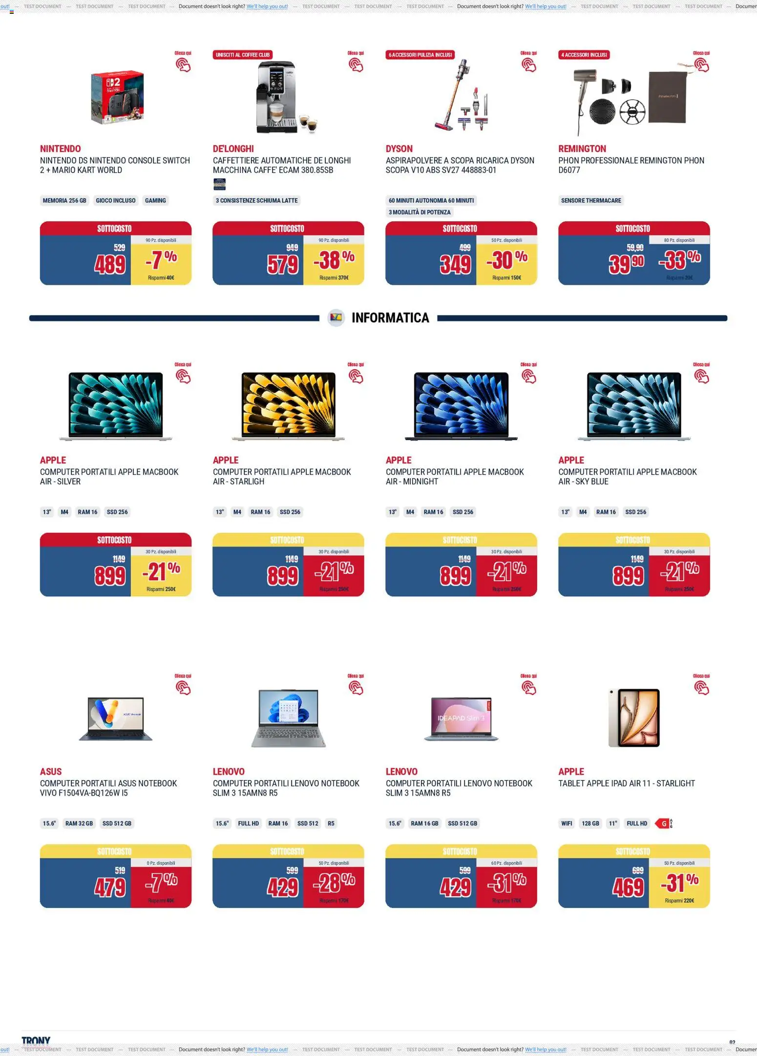 Volantino Trony del 13.12.2025 | Pagina: 2 | Prodotti: Latte, Scopa, Computer, Dyson