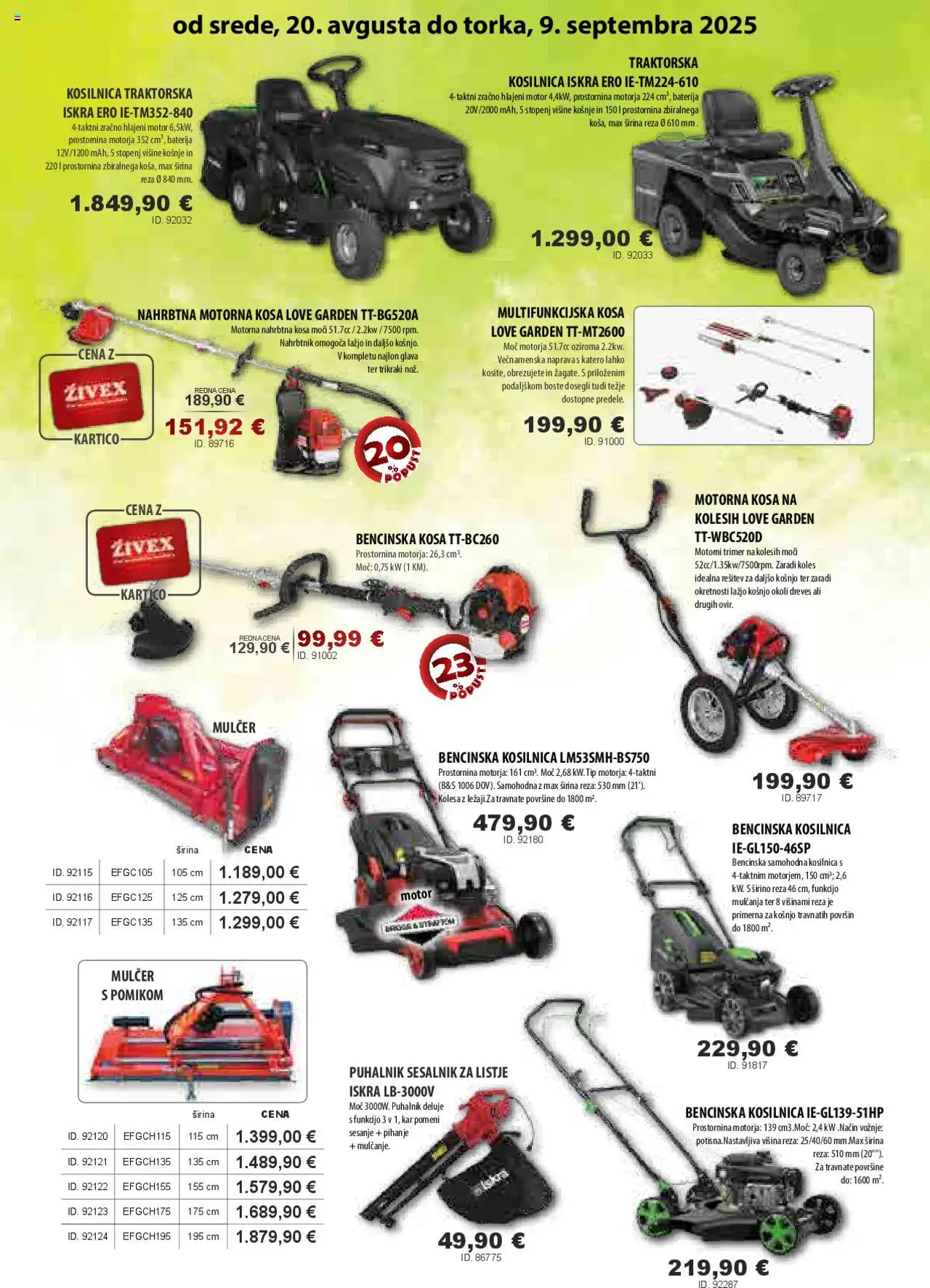 Živex katalog │ velja od 20.08.2025 | Stran: 6 | Izdelki: Kosilnica, Bencinska kosa, Sesalnik, Nahrbtnik