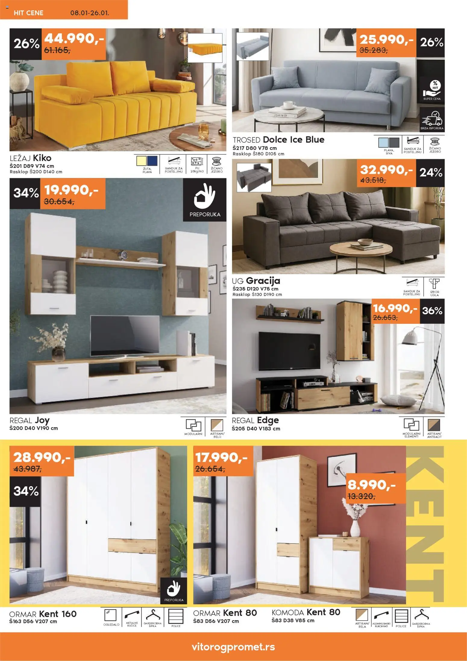 Vitorog katalog - važi od 08.01.2026 | Strana: 10 | Proizvode: Komoda, Ormar, Ogledalo, Trosed
