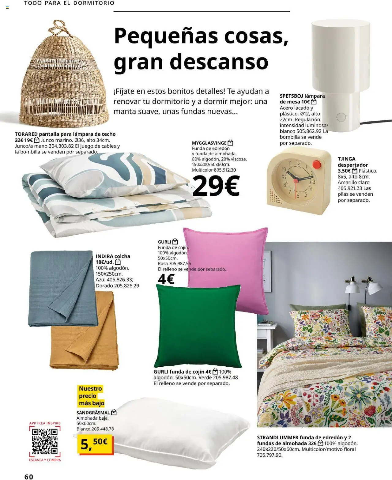 Catálogo IKEA Accesorios y decoración │ válido desde el 25.09.2025 | Página: 60 | Productos: Edredón, Lámpara de techo, Mesa, Lámpara