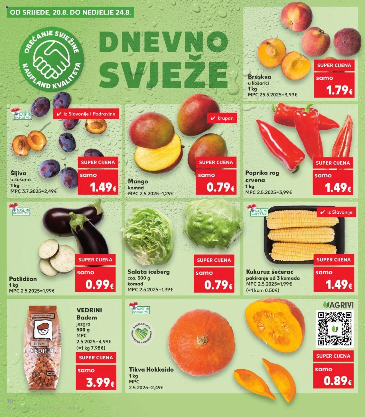 Kaufland katalog | vrijedi od 20.08.2025 | Stranica: 10 | Proizvodi: Kukuruz, Šljiva, Salata, Breskva