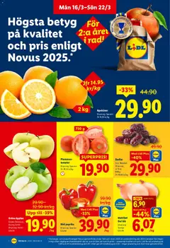 Lidl erbjudanden - Förhandsvisning av reklamblad från butik Lidl aktuell från 16.03.2026 | Sida: 2 | Produkter: Plommon, Gul lök, Apelsiner, Röd paprika