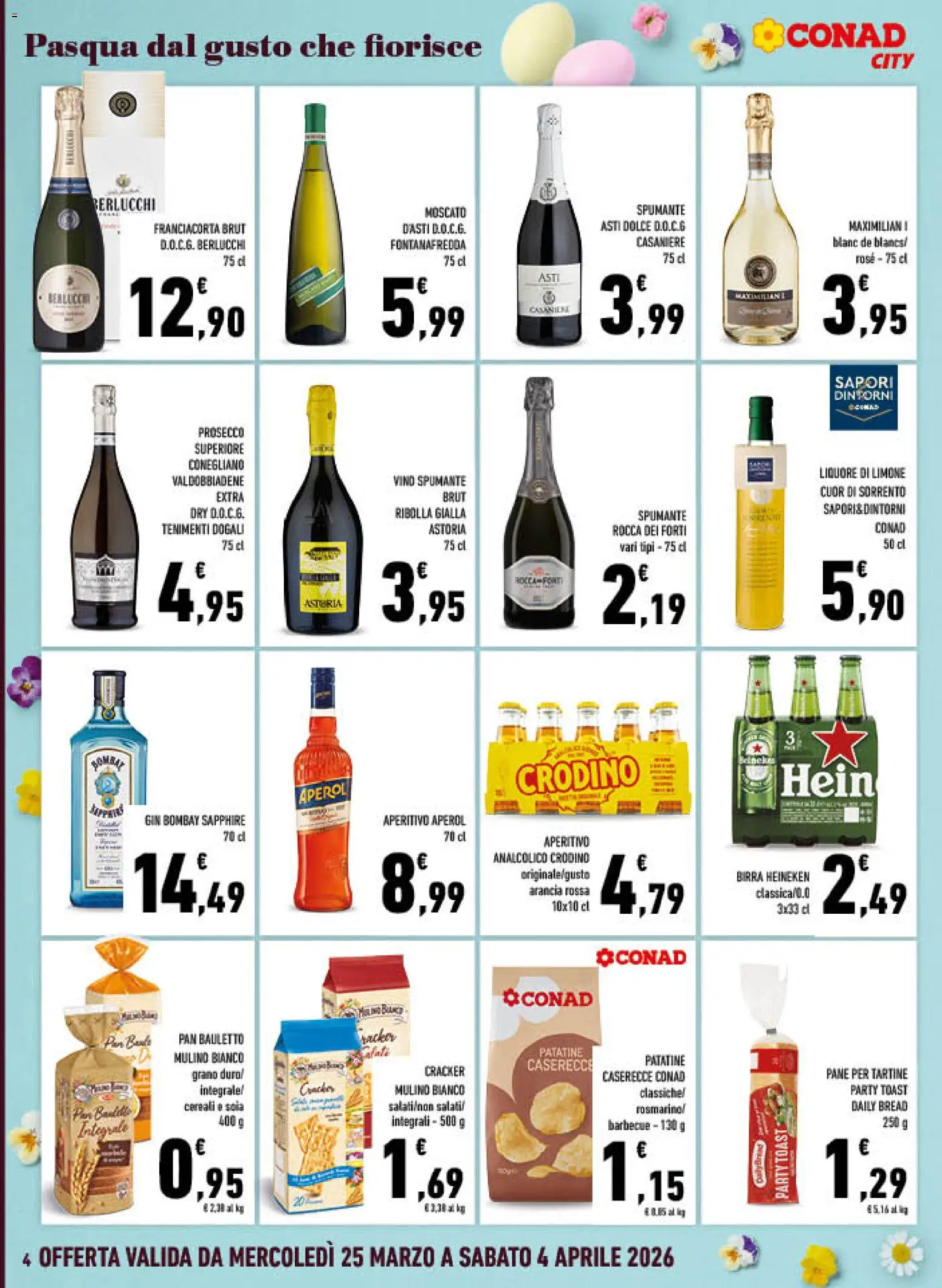 Volantino Conad del 25.03.2026 | Pagina: 4 | Prodotti: Birra, Cereali, Crackers, Liquore