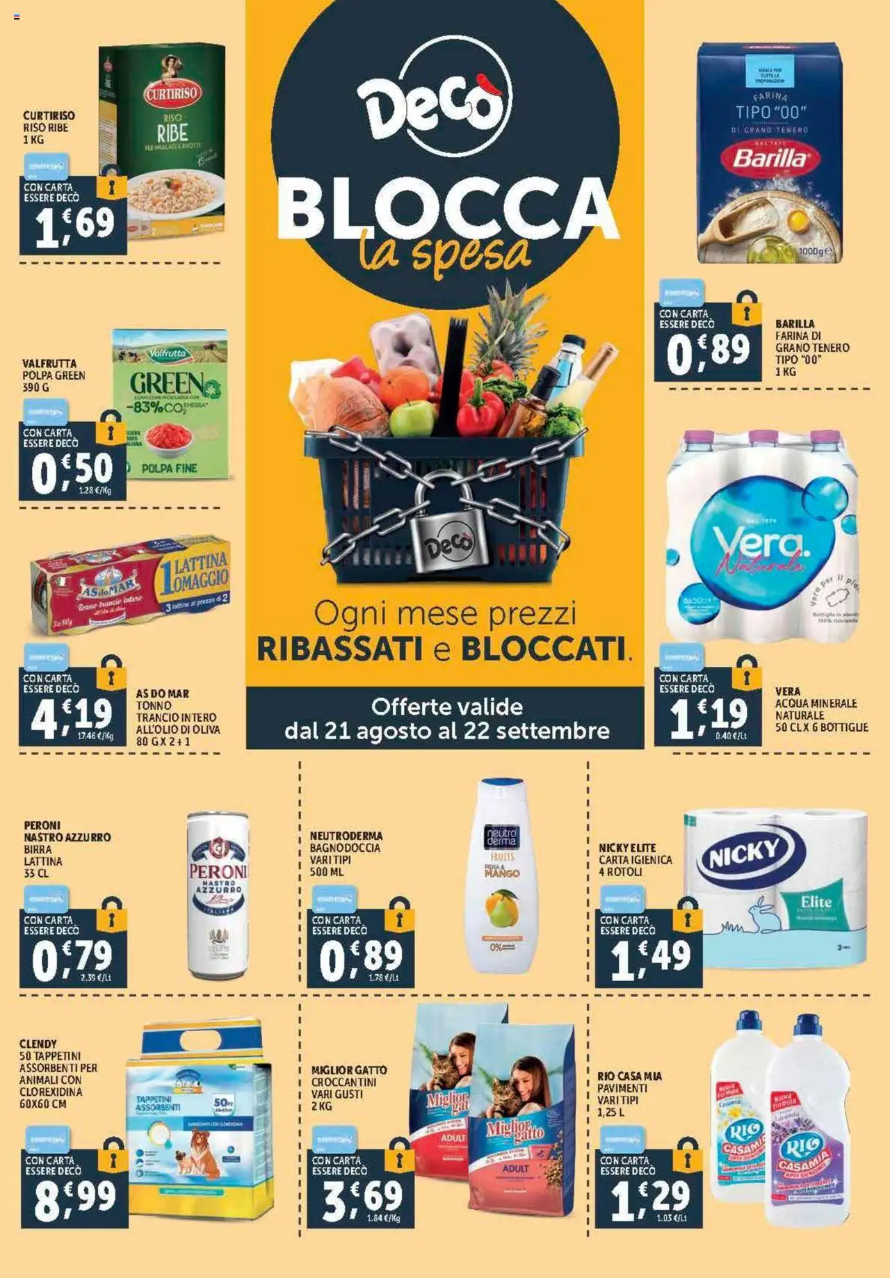 Volantino Decò del 21.08.2025 | Pagina: 15 | Prodotti: Mango, Farina, Pera, Tonno