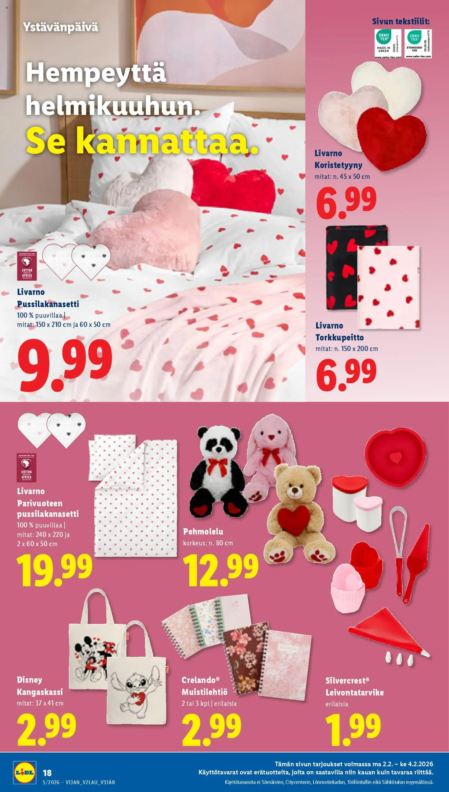 Lidl tarjoukset - Tampere – voimassa 29.01.2026 alkaen | Sivu: 24 | Tuotteet: Pussilakanasetti, Muistilehtiö, Koristetyyny