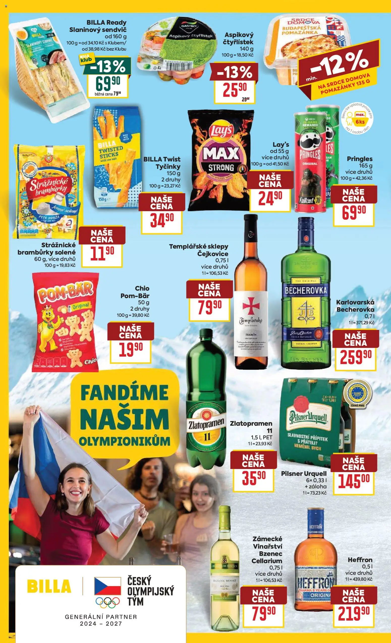 Billa Velký leták od 18.02.2026 | Strana: 22 | Produkty: Pomazánky, Pringles, Pilsner, Pilsner Urquell