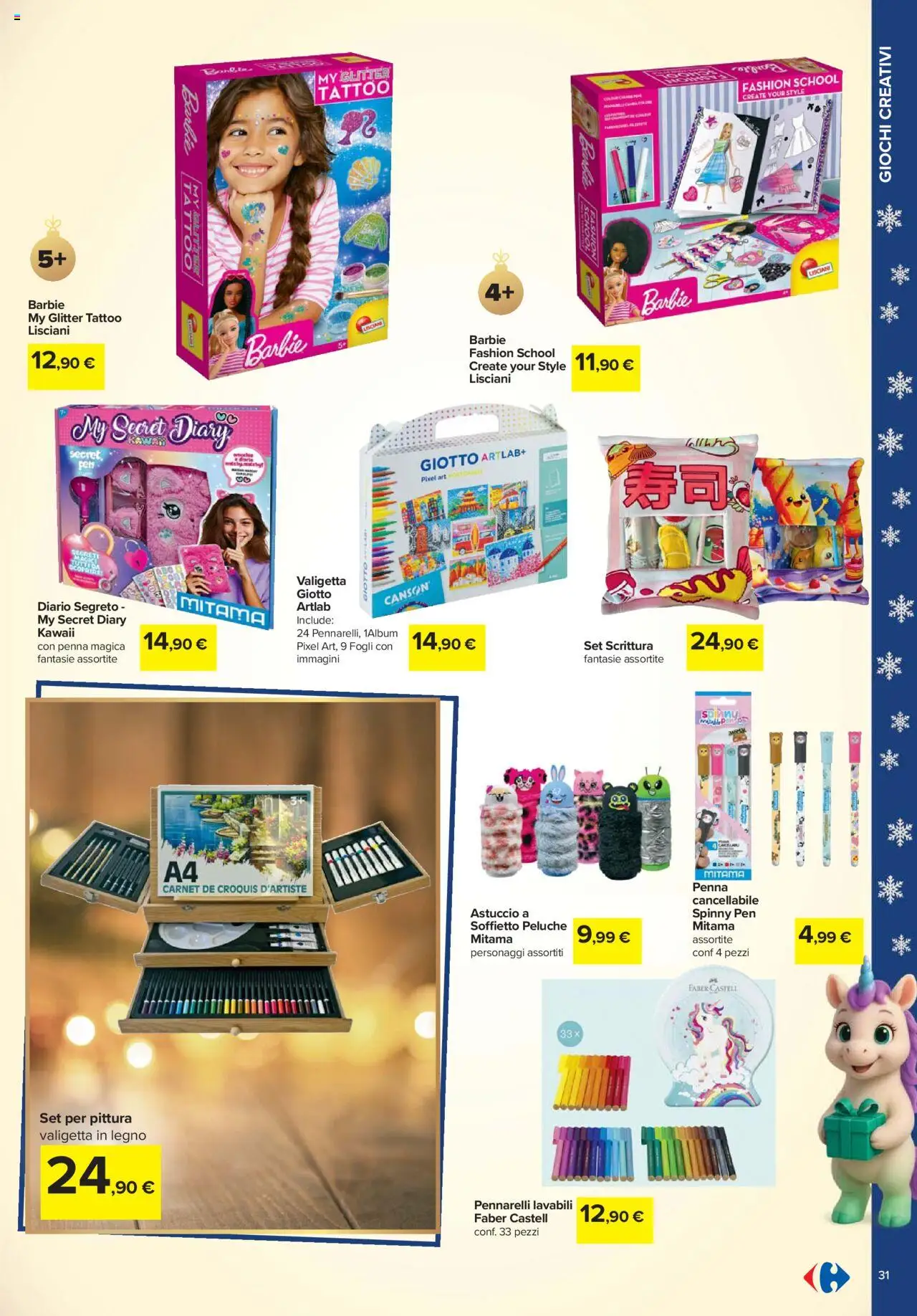 Volantino Carrefour del 24.10.2025 | Pagina: 31 | Prodotti: Peluche, Pittura, Astuccio, Pennarelli