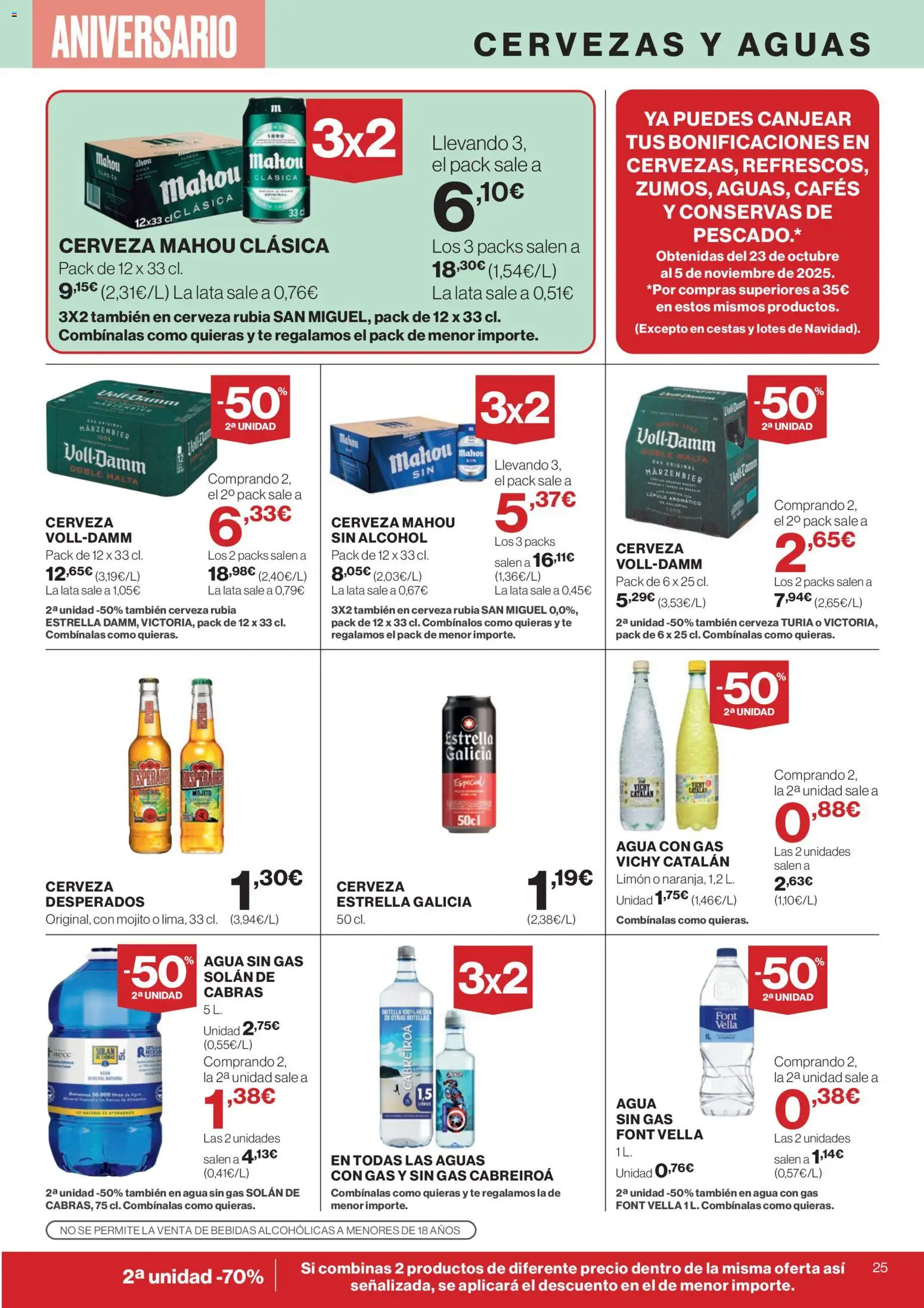 Supercor Canarias │ válido desde el 06.11.2025 | Página: 25 | Productos: Cerveza, Agua con gas, Té, Παρμεζάνα