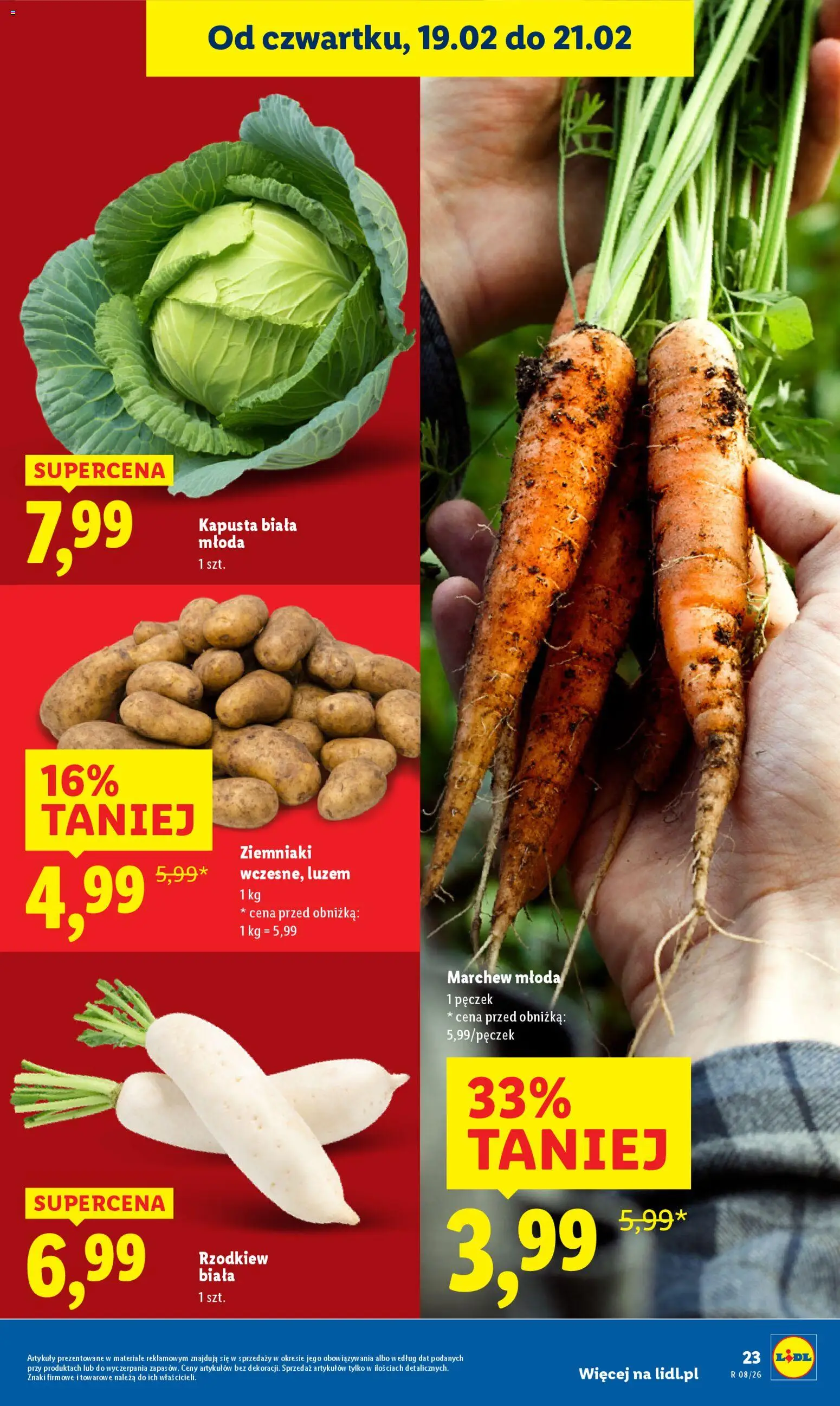 Lidl Gazetka od 19.02.2026 | Strona: 23 | Produkty: Kapusta, Kapusta biała, Ziemniaki
