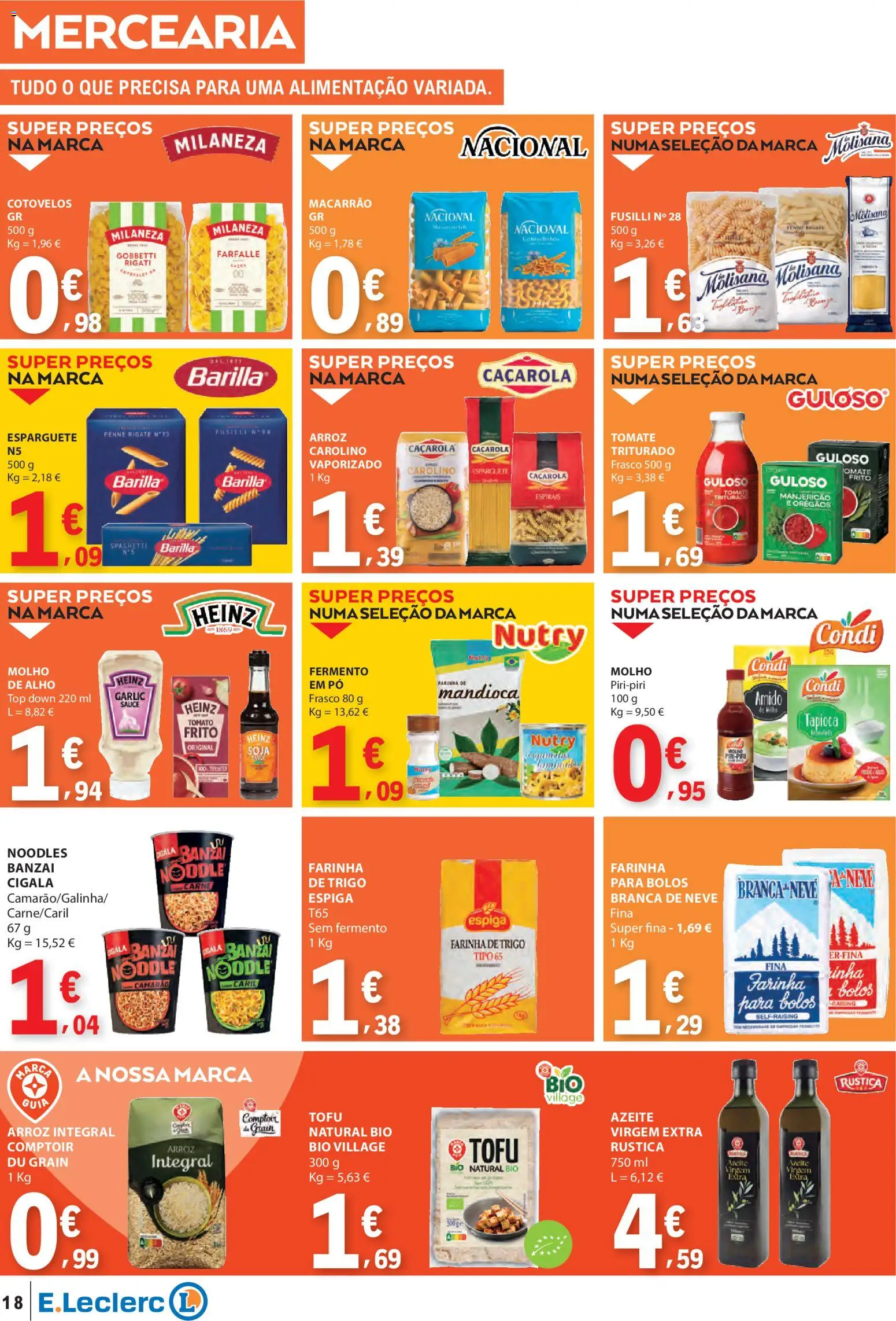 E.Leclerc folheto │ válido de 12.03.2026 | Página: 18 | Produtos: Soja, Tapioca, Arroz, Tomate