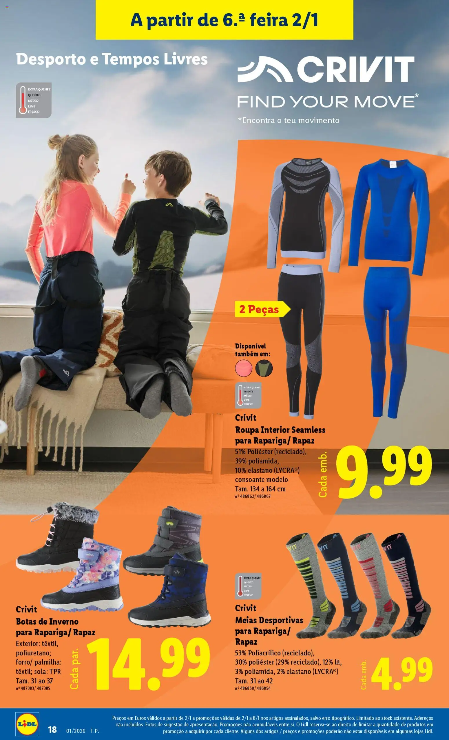 Lidl Novidades │ válido de 29.12.2025 | Página: 18 | Produtos: Botas, Roupa interior, Meias