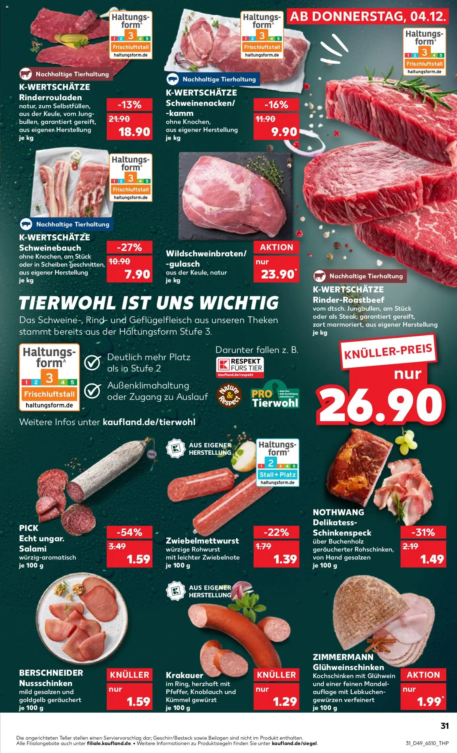 Kaufland prospekt Köln	 – gültig ab 07.12.2025 | Seite: 31 | Produkte: Rinderrouladen, Schweinebauch, Gulasch, Knoblauch