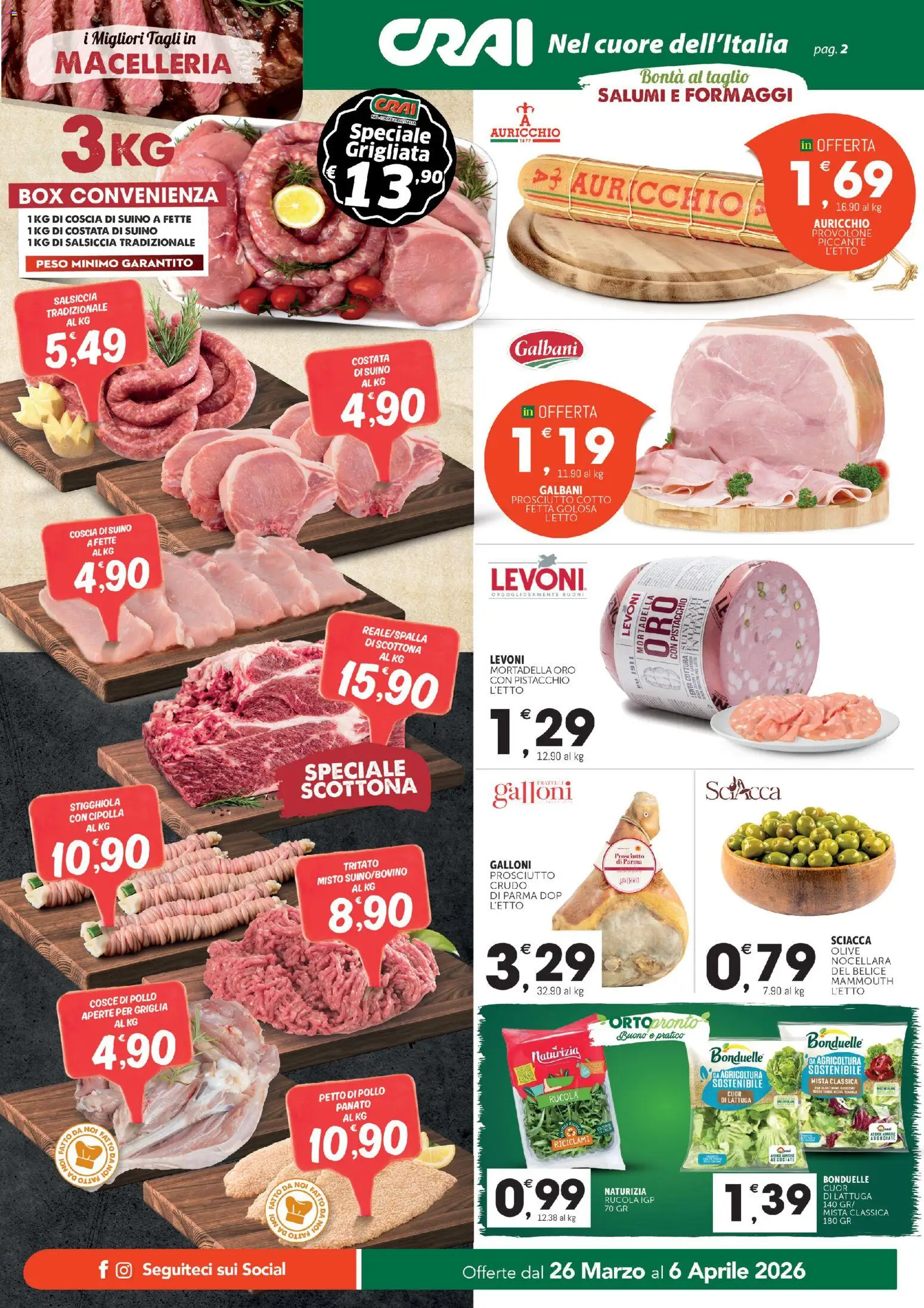 Volantino CRAI del 26.03.2026 | Pagina: 2 | Prodotti: Petto di Pollo, Pollo, Suino, Latte