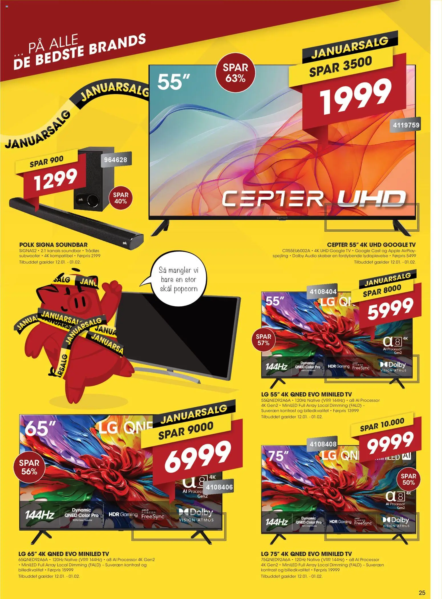 Punkt1 tilbudsavis – gyldig fra 12.01.2026 | Side: 25 | Produkter: Processor, Soundbar, Popcorn, TV
