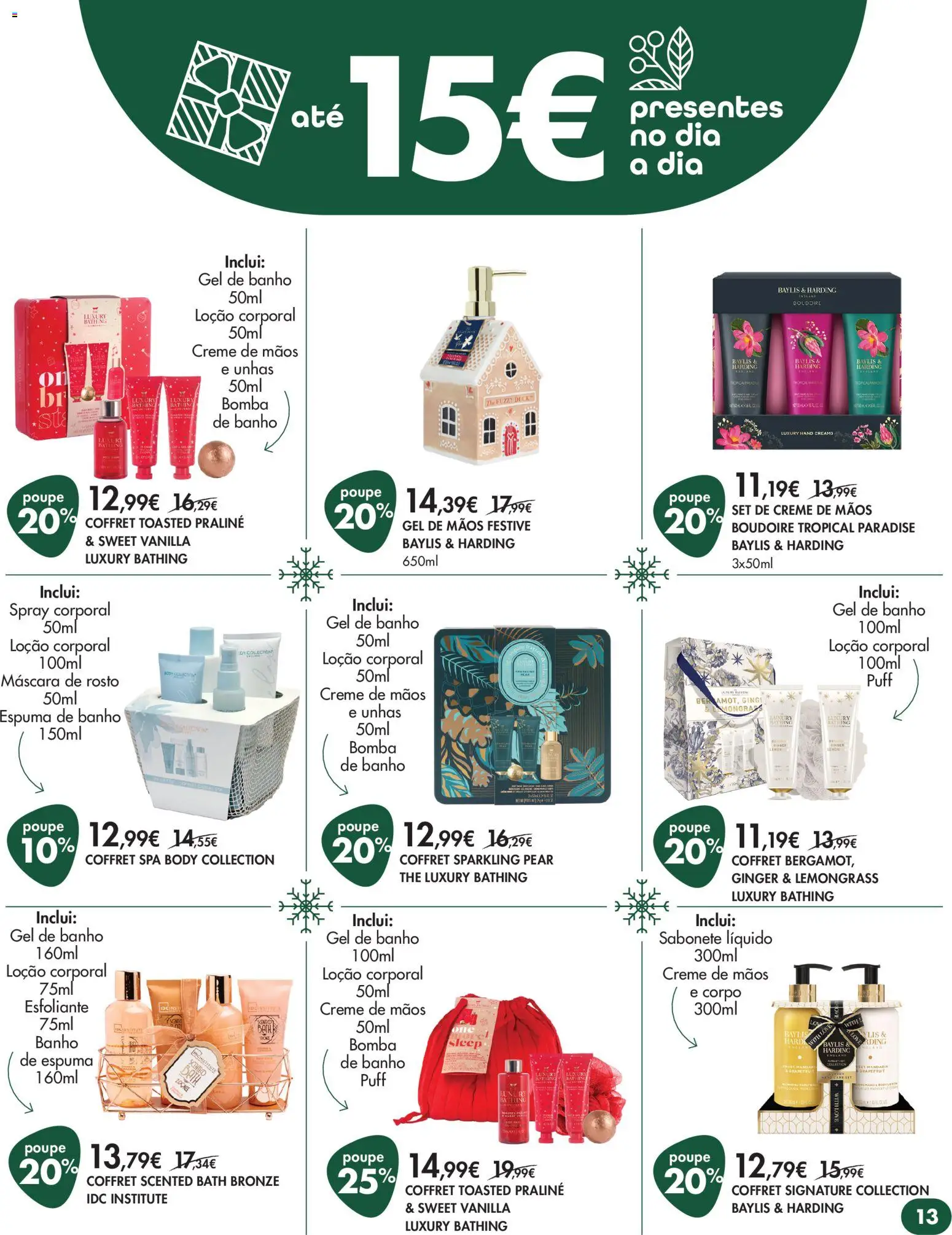 Pingo Doce Bem Estar Natal Lojas │ válido de 18.11.2025 | Página: 13 | Produtos: Sabonete líquido, Espuma de banho, Sabonete, Banho