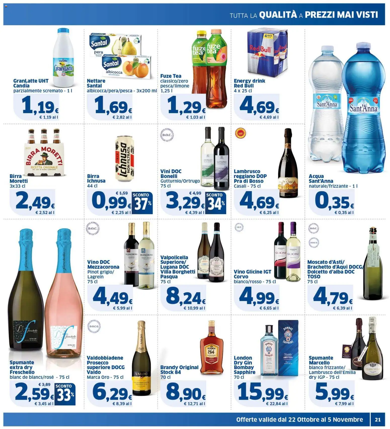 Volantino SIGMA del 22.10.2025 | Pagina: 21 | Prodotti: Gin, Prosecco, Pera, Brandy