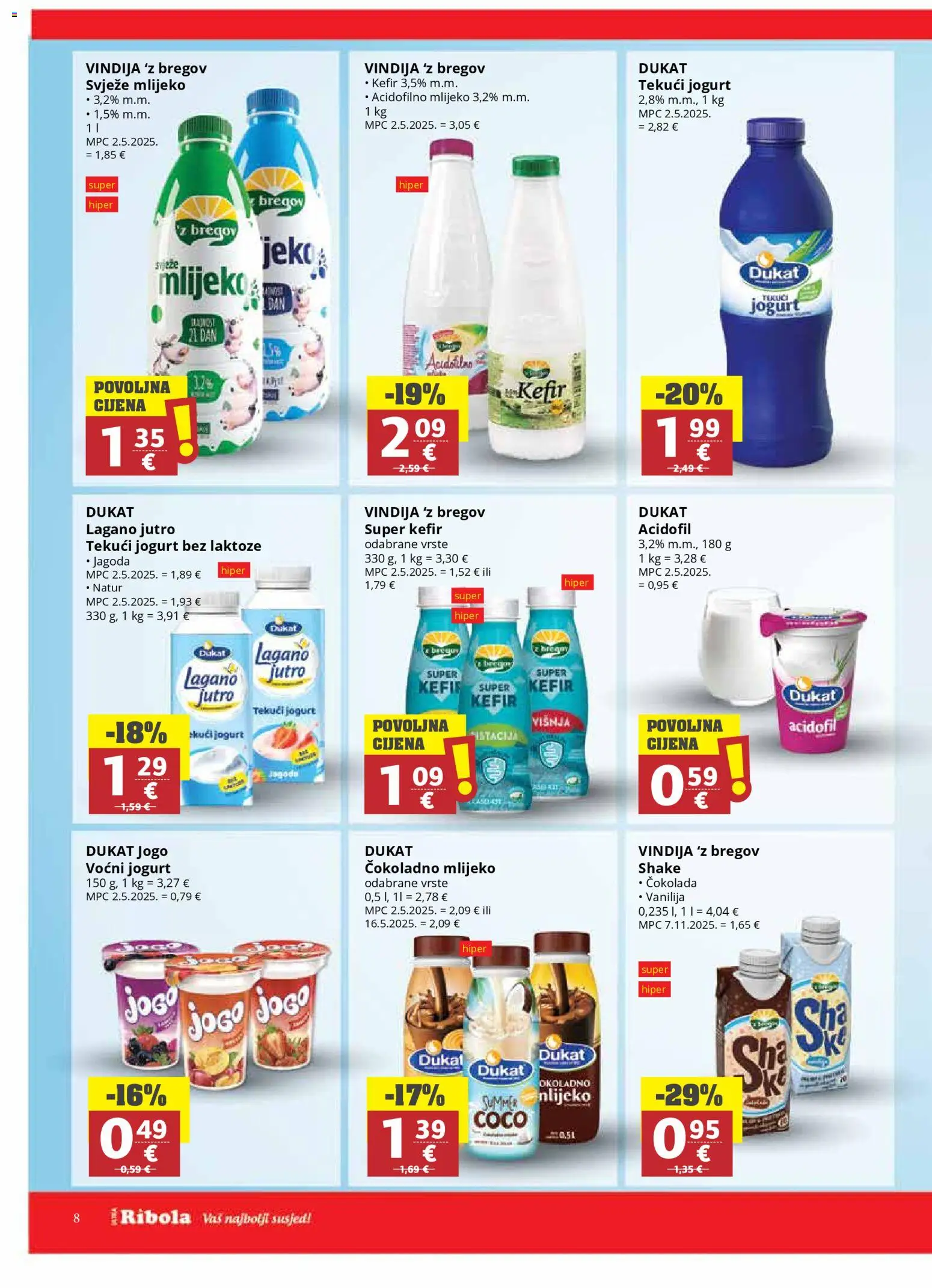 Ultra Gros katalog | vrijedi od 25.02.2026 | Stranica: 8 | Proizvodi: Vindija, Jogurt, Čokolada, Kefir