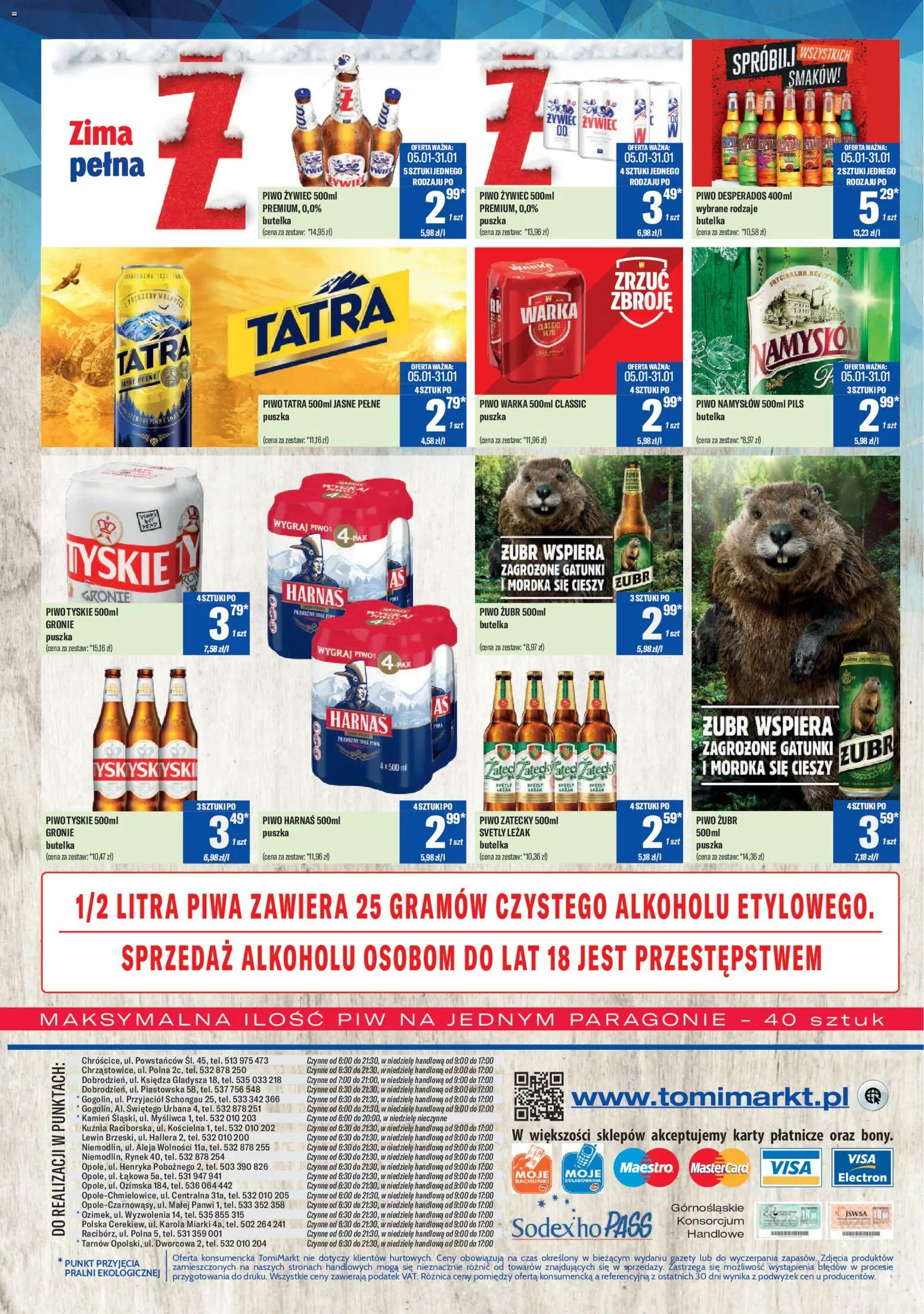 TomiMarkt Gazetka od 22.01.2026 | Strona: 8 | Produkty: Warka, Piwo Warka, Tyskie, Piwo Namysłów