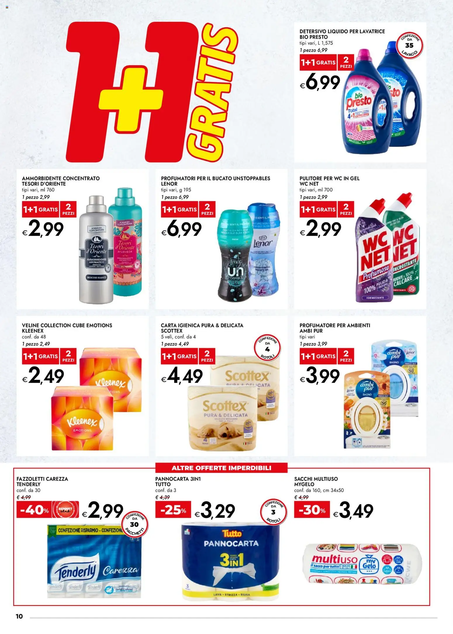 Volantino bennet del 23.04.2026 | Pagina: 10 | Prodotti: Ammorbidente, Veline, WC, Bagno