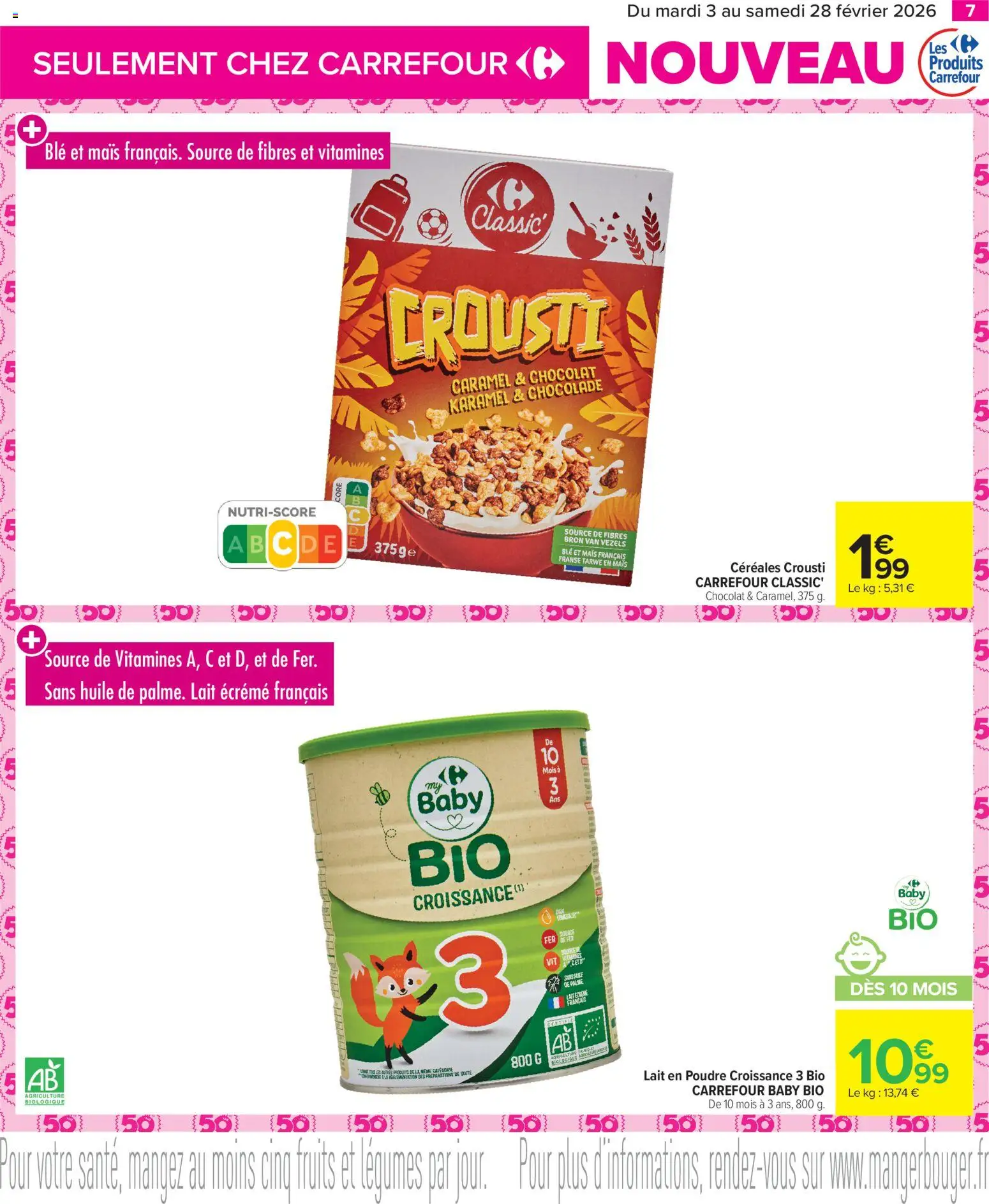 {H1} | Page: 7 | Produits: Poudre, Lait, Chocolat, Céréales