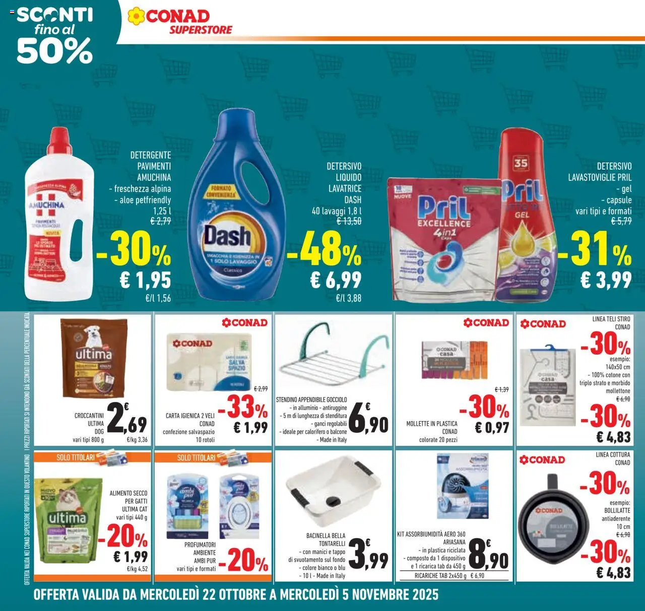 Volantino Conad del 22.10.2025 | Pagina: 24 | Prodotti: Carta igienica, Lavastoviglie, Stendino, Alluminio