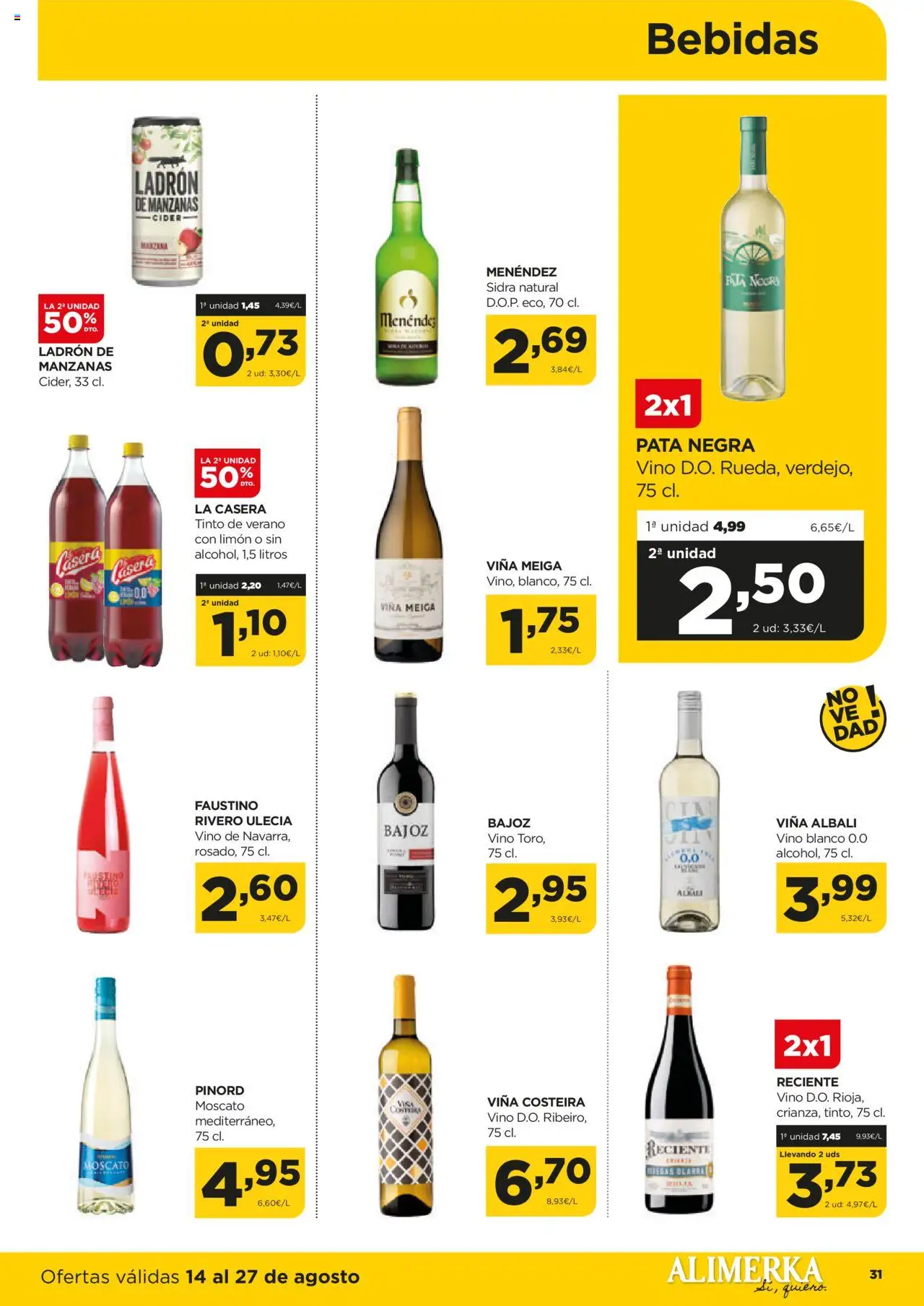 Alimerka folleto Castilla y León │ válido desde el 14.08.2025 | Página: 33 | Productos: Vino, Manzanas