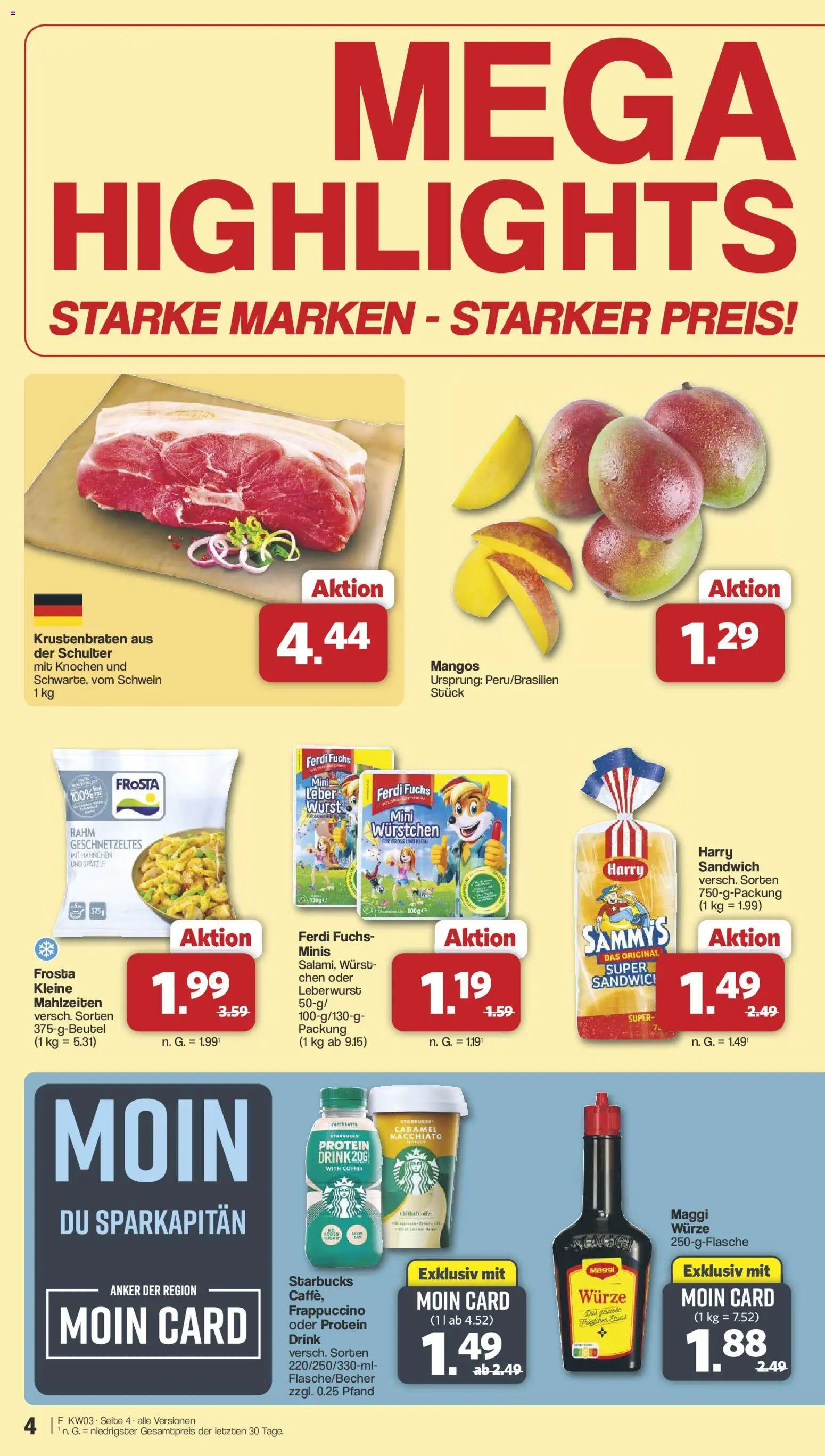 Famila Nordwest Prospekt 	 – gültig ab 12.01.2026 | Seite: 4 | Produkte: Hahnchen, Krustenbraten, Frosta, Wurst