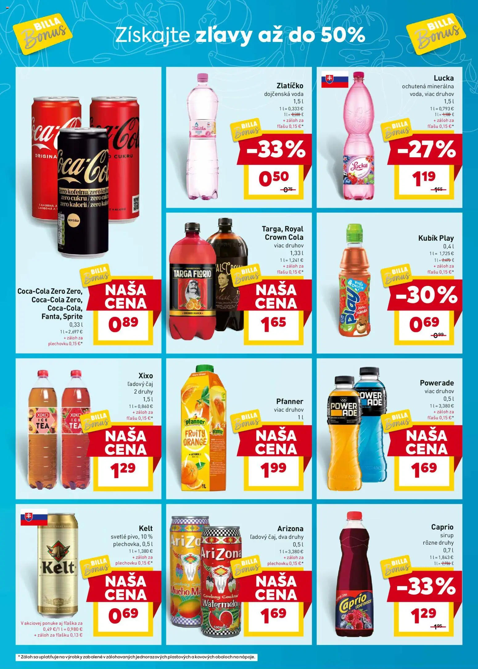 Nové Billa akcie – leták je platný od 07.04.2026 | Strana: 7 | Produkty: Pivo, Čaj, Lucka, Ovocie