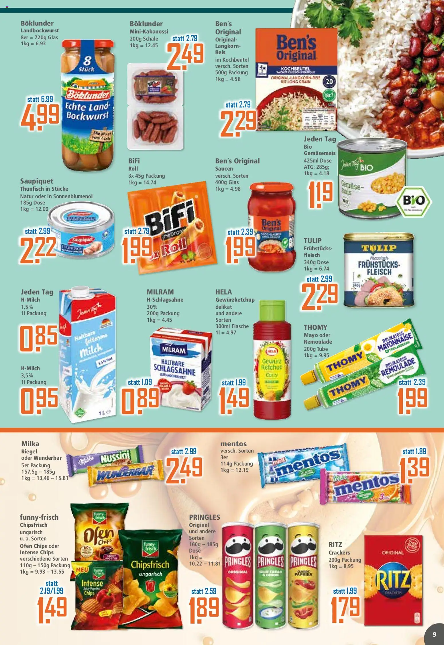 Klaas & Kock Prospekt 	 – gültig ab 02.03.2026 | Seite: 9 | Produkte: Milch, Gemüse, Reis, Ketchup