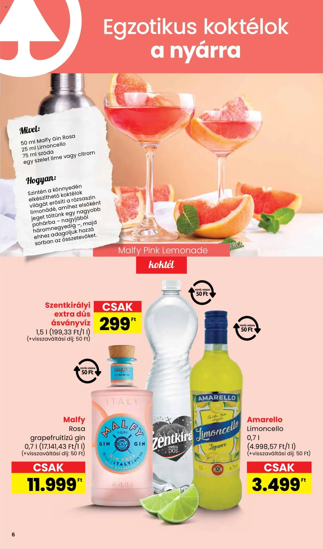 Interspar akciós ujság - amely érvényes a következő dátumtól: 26.06.2025 | Oldal: 6 | Termékek: Lime, Ásványvíz, Gin, Citrom