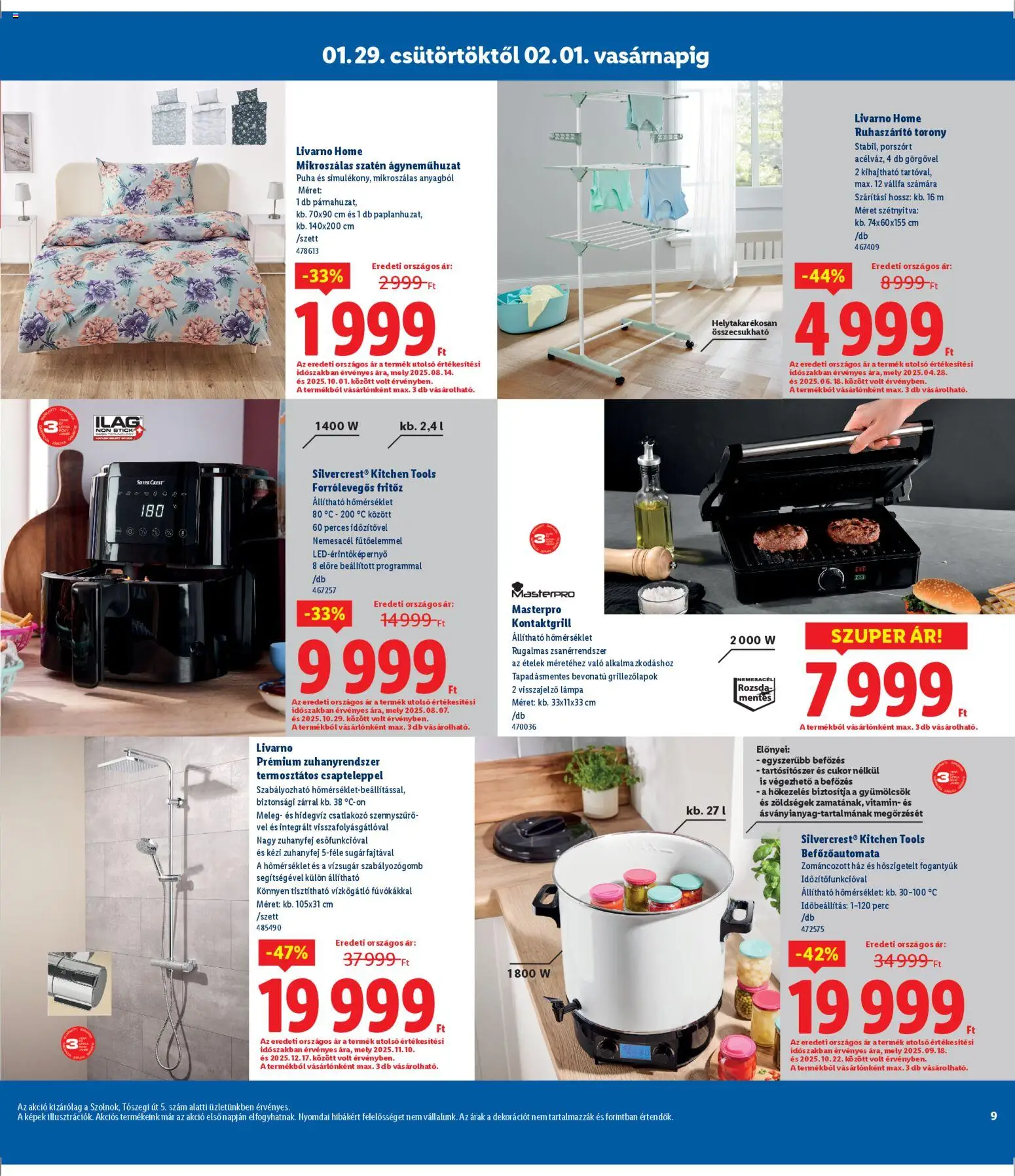 Lidl akciós ujság - amely érvényes a következő dátumtól: 29.01.2026 | Oldal: 9 | Termékek: Kontaktgrill, Csatlakozó, Lámpa, Cukor