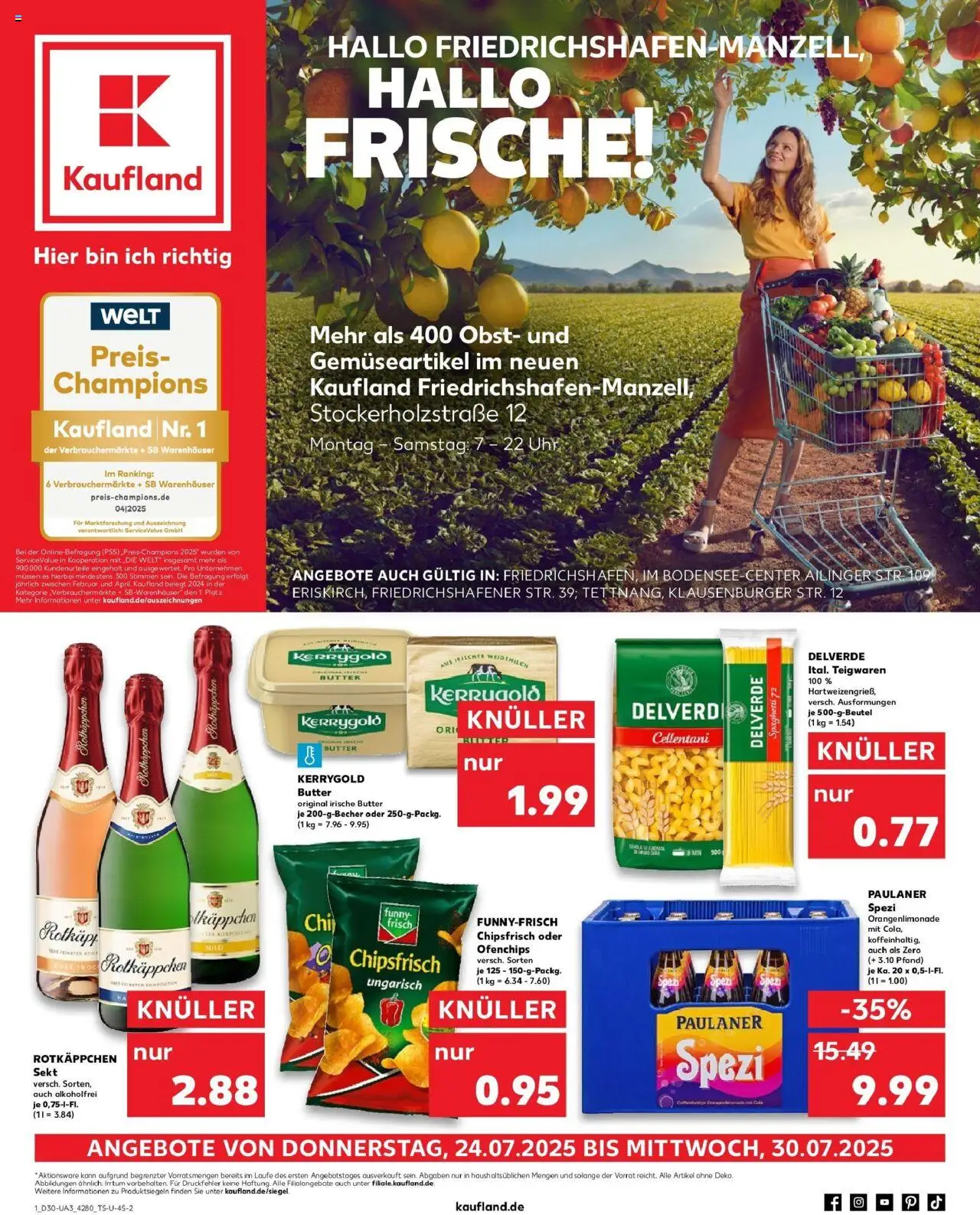 Kaufland prospekt Eriskirch	 - gültig ab dem 24.07.2025 | Seite: 1 | Produkte: Rotkappchen sekt, Paulaner spezi, Uhr, Paulaner