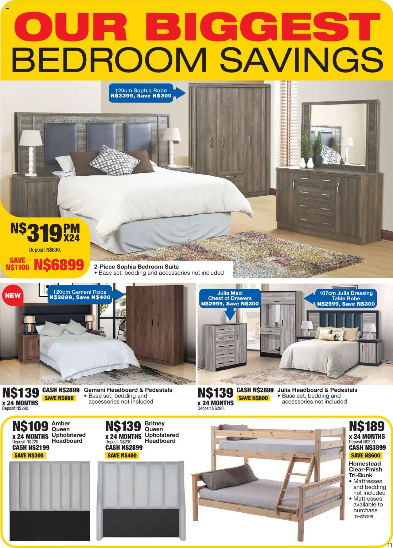 New OK Furniture catalogue – valid from 17.09.2025 | Page: 11 | Products: Headboard, Chest of drawers, Table, Dressing