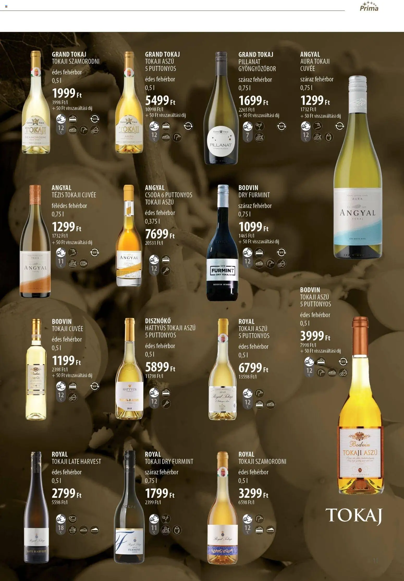 CBA Príma akciós ujság - amely érvényes a következő dátumtól: 11.11.2025 | Oldal: 11 | Termékek: Tök, Gyöngyözőbor, Fehérbor