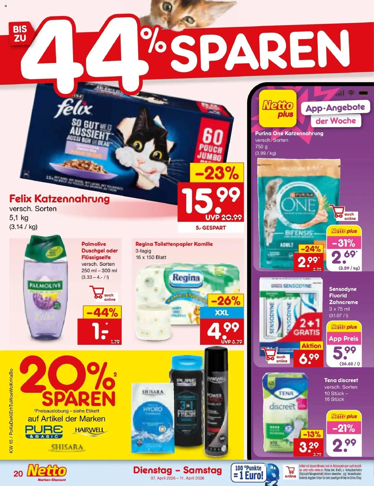 Netto Marken-Discount Prospekt Oberhaid	 – gültig ab 05.04.2026 | Seite: 30 | Produkte: Purina one, Duschgel, Toilettenpapier
