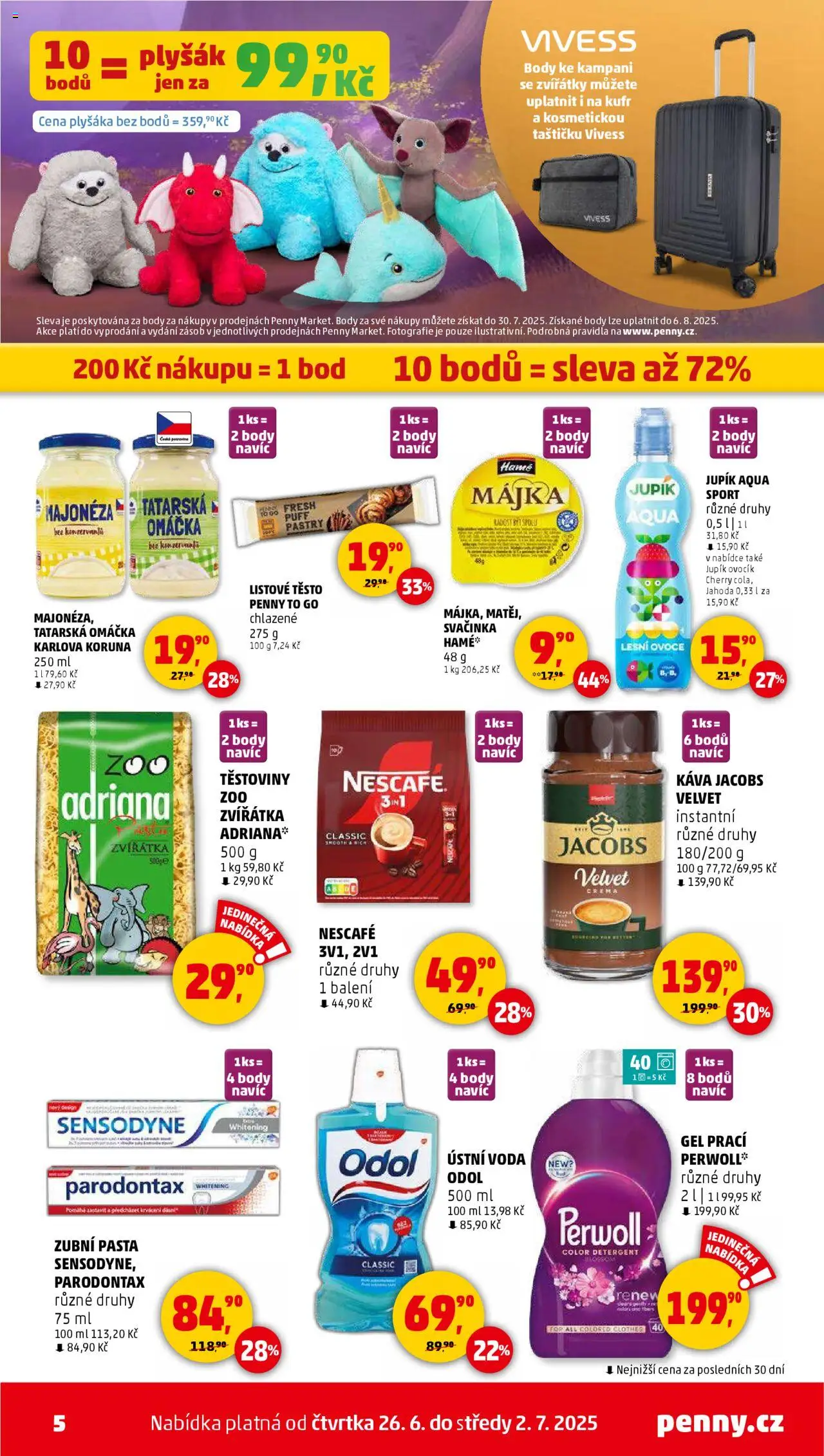 Penny Market leták - Čtvrtečník od 26.06.2025 | Strana: 5 | Produkty: Ústní voda, Voda, Těstoviny, Majonéza