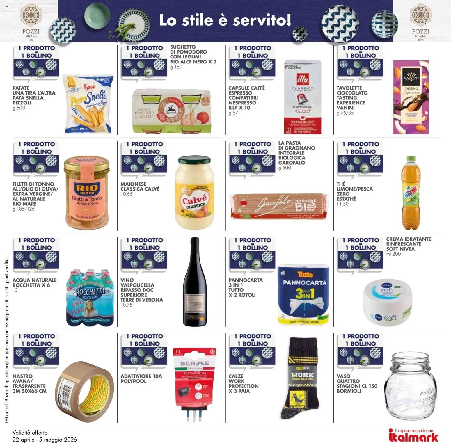 Volantino Italmark del 22.04.2026 | Pagina: 23 | Prodotti: Crema, Maionese, Pasta, Acqua naturale