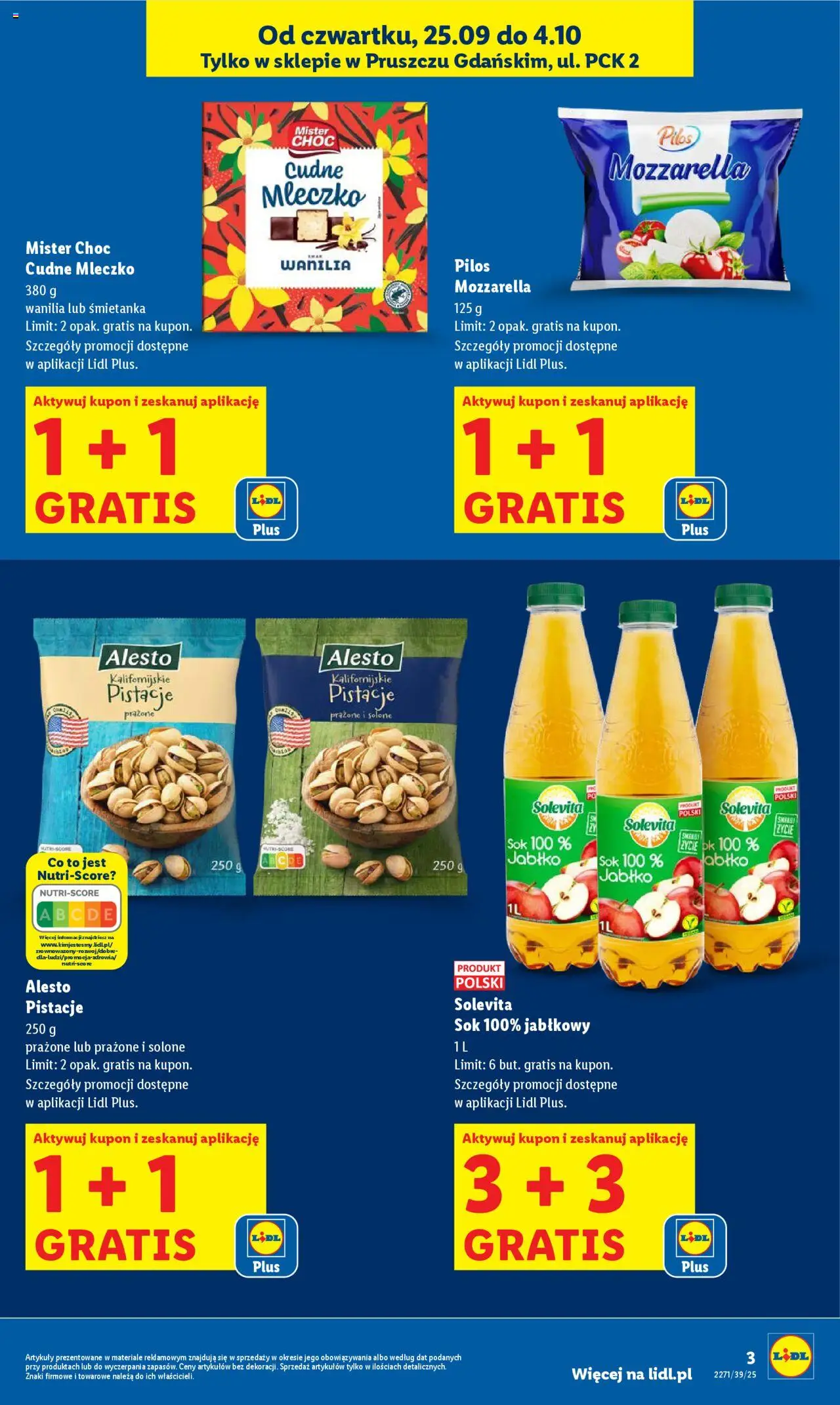 Lidl Gazetka - Wielkie otwarcie od 25.09.2025 | Strona: 3 | Produkty: Sok, Mozzarella